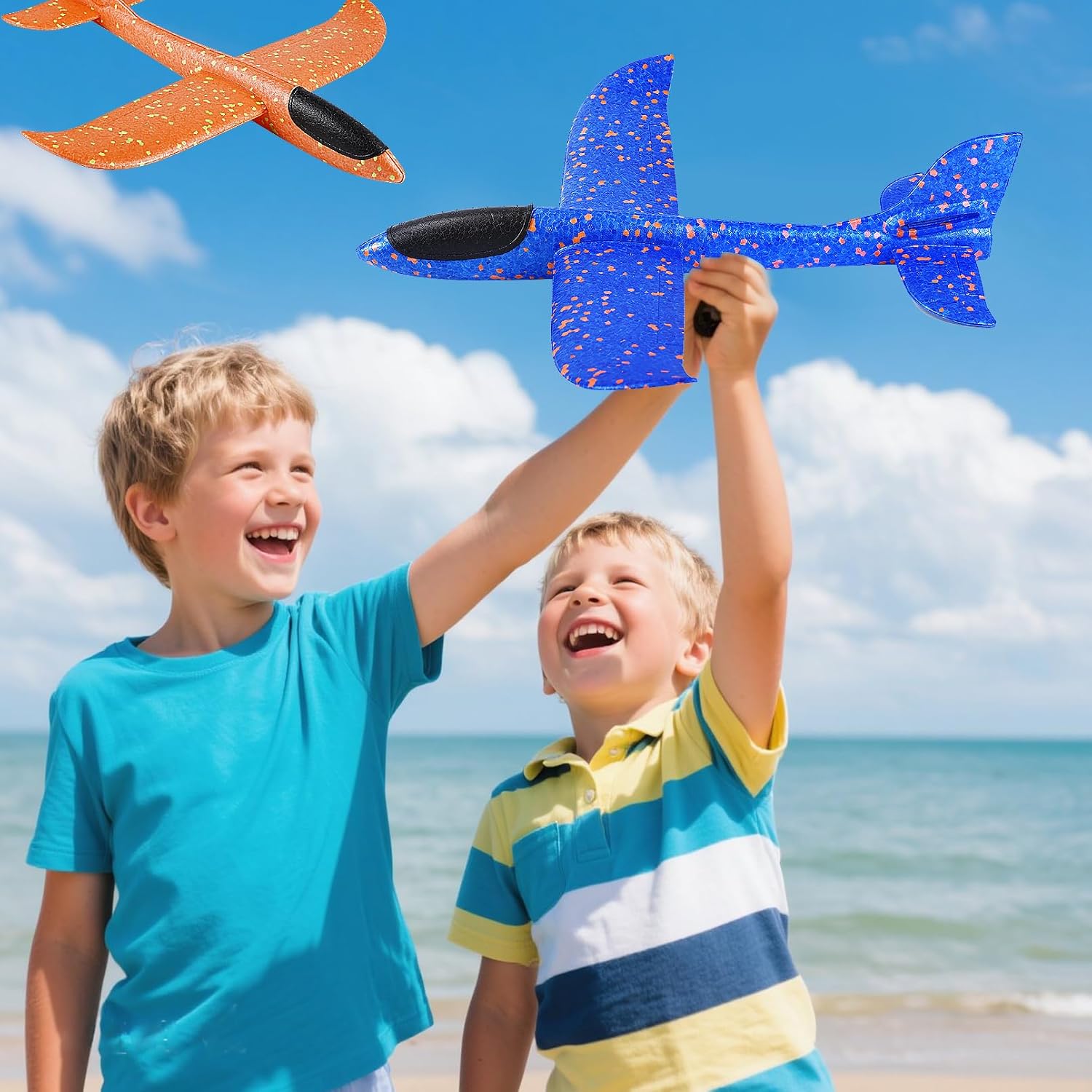 4 Pack Foam Airplanes, 17.5 Inch Airplane Toys, 2 Flight Modes Glider Plane Flying Toy, Large Throwing Foam Plane for Kids 3-7 Year Olds, Outdoor Sport Toys Birthday Party Favors, 4 Colors