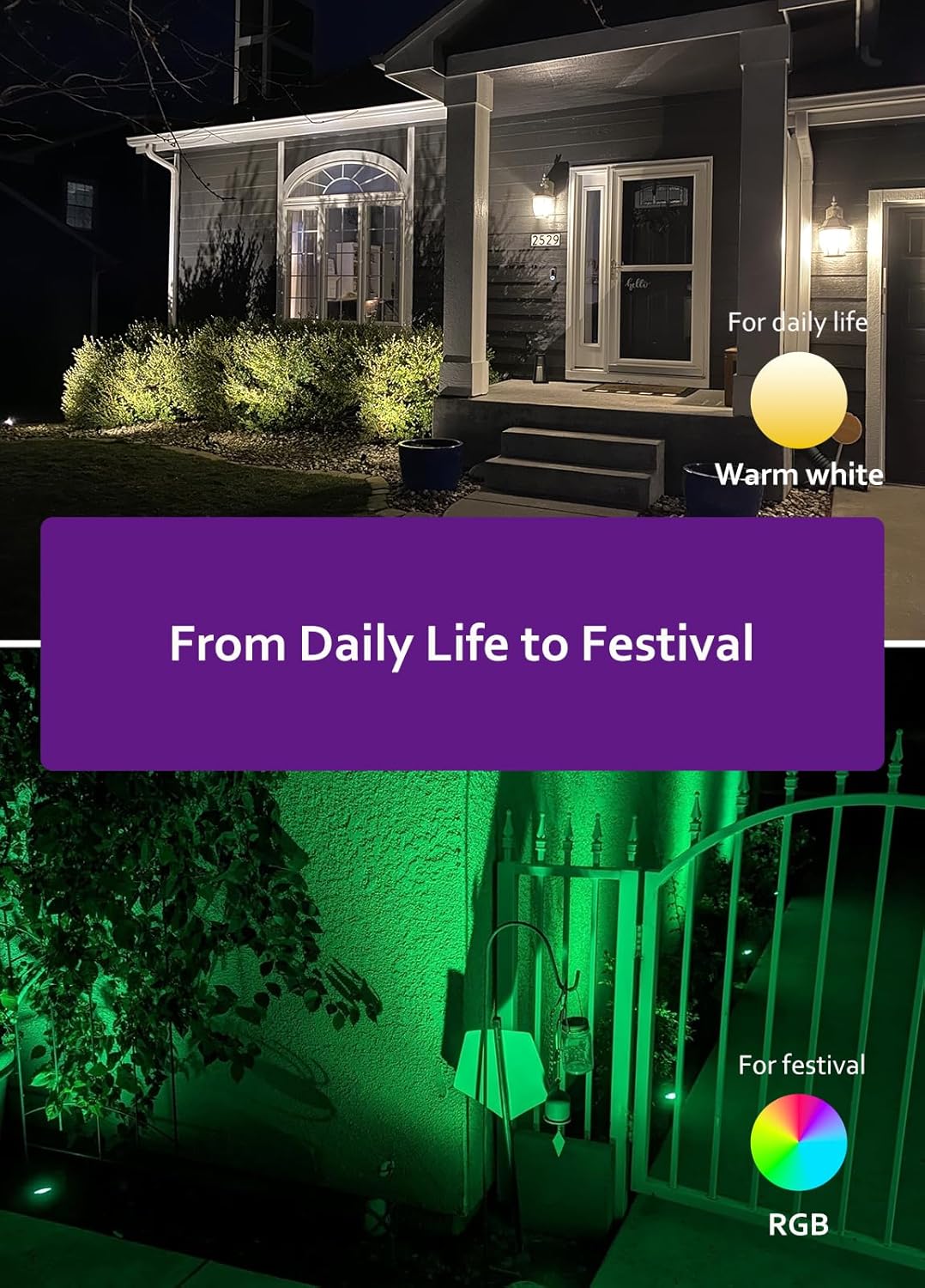 Elenora Christmas Spotlights Outdoor, All-in-ONE RGBW Halloween Spot Lights with Remote, 6W 24V Plug-in Color Changing Low Voltage Landscape Lighting Kit with IP65 Waterproof for Yard Garden, 4 Pack - Image 4