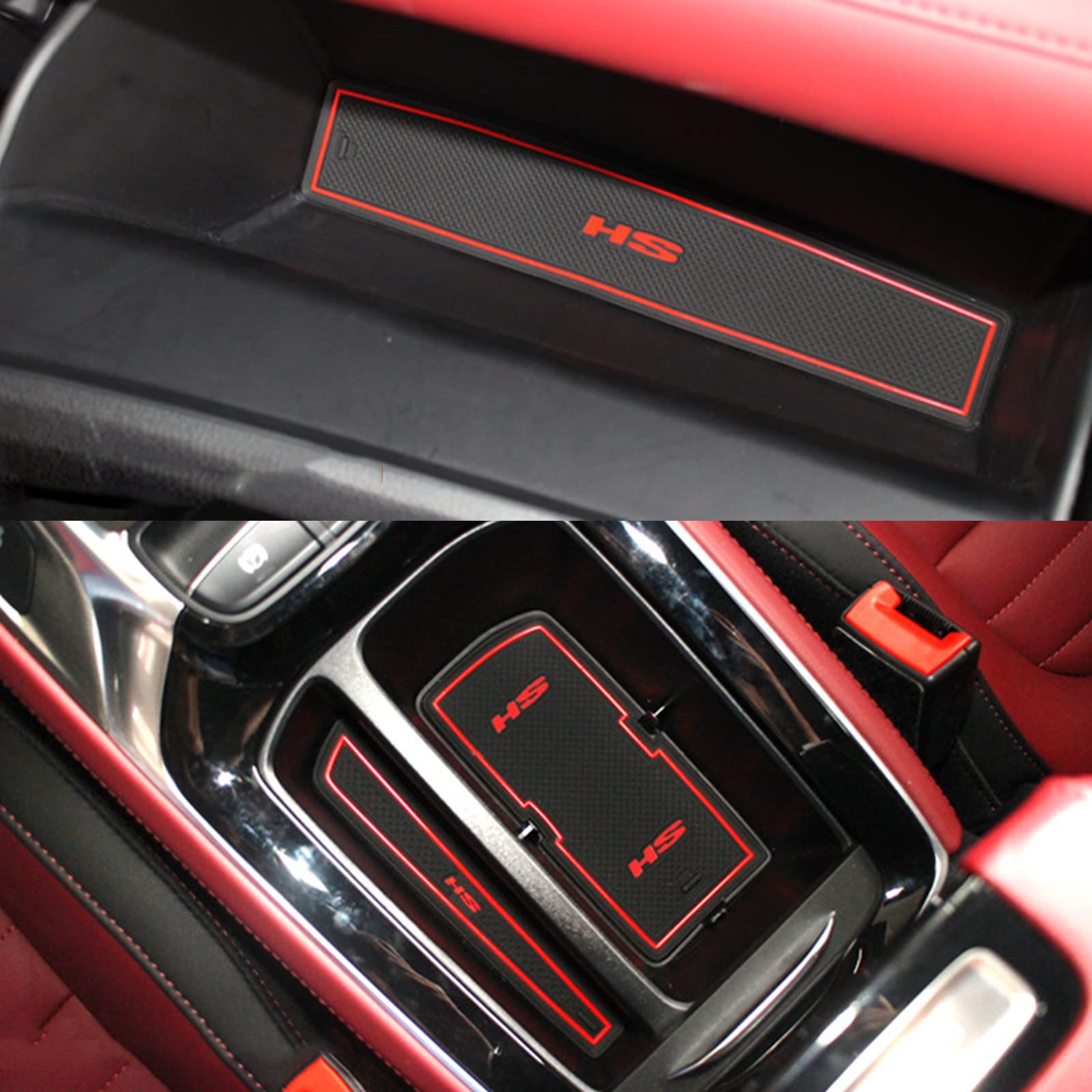 EAGLEG 10 Pezzi Tappetini Antiscivolo In Gomma Per Jaguar XF 2011-2015, Accessori Interni Auto, Colore Blu/Rosso - 6