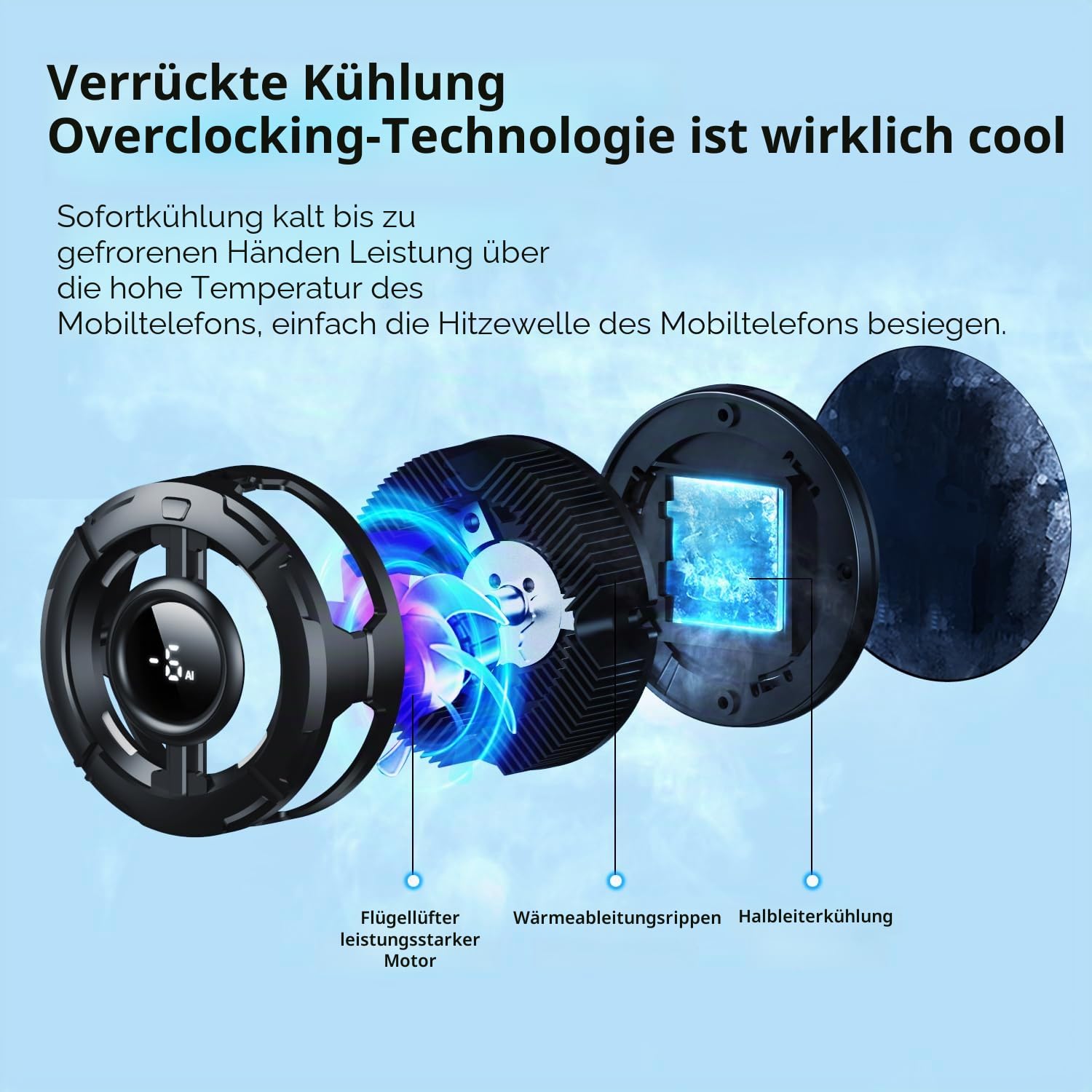 Magnetischer Handy-Kühler für Gaming, Handy-iPhone-Ventilator für heißes Wetter, tragbarer RGB-Handyhülle, Ventilador para Telefono iPad, halten Sie das Telefon kühl, für iPhone/Android-Serie