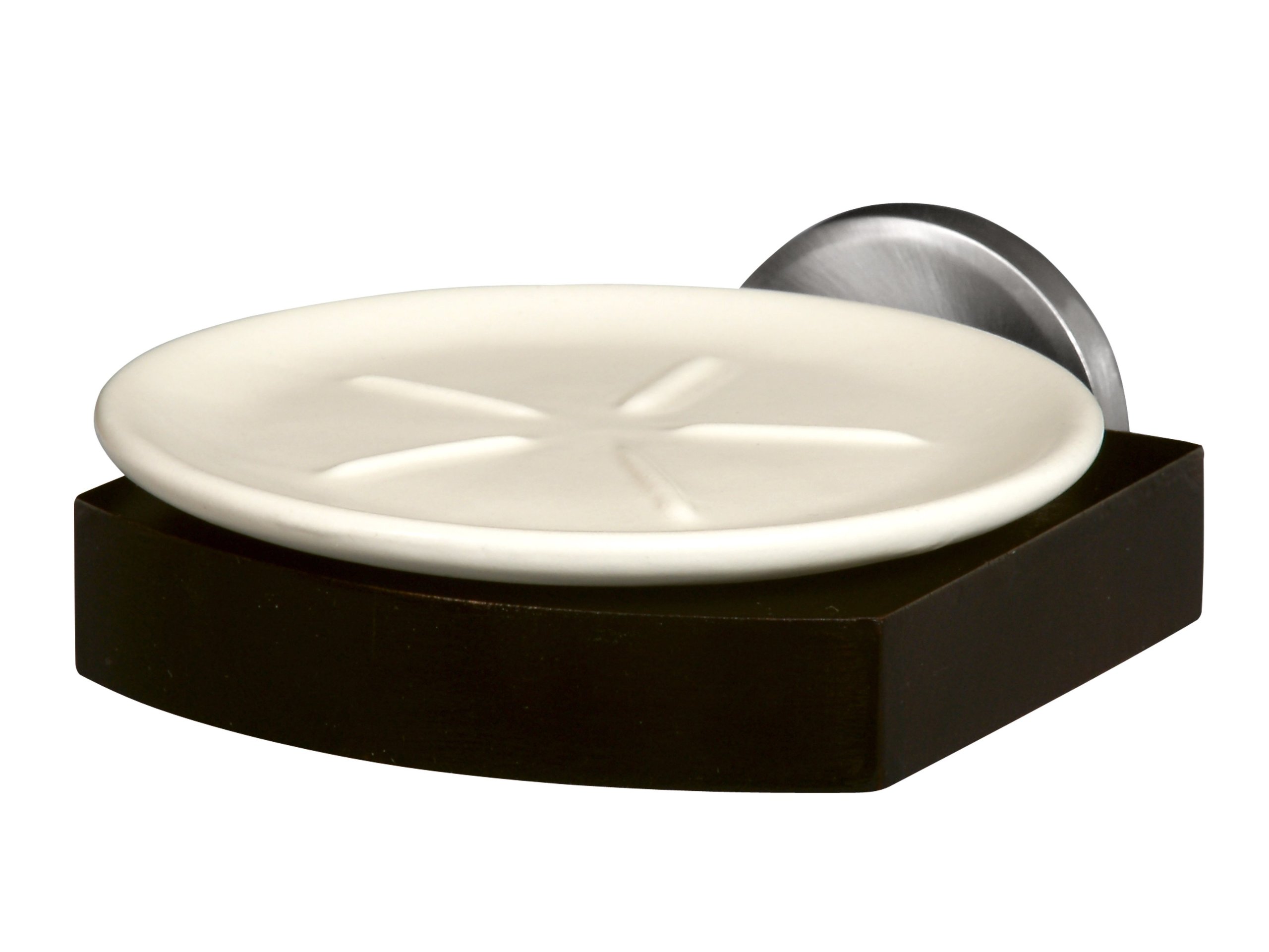 Bisk 00970 Madagaskar Ceramic Soap Dish in Brushed Nickel, 11 x 13.5 x 5.4 cm