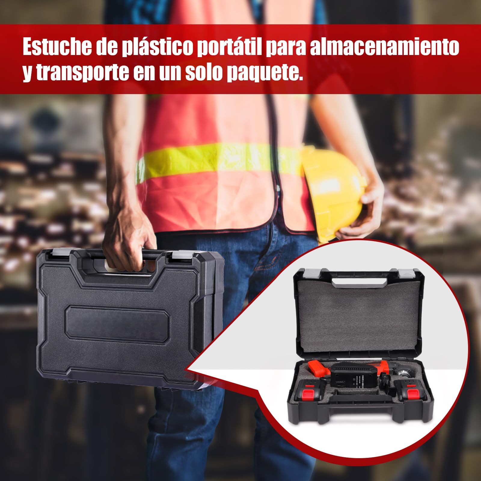 Geevorks 21V 125MM Amoladora Bateria, 9000RPM Amoladora Angular a Batería, | con 2 Baterías 4.0 Ah y Cargador Motor sin Escobillas Empuñadura Auxiliar Buena Disipación del Calor