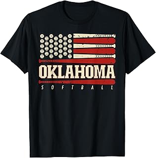 Oklahoma Softball USA Flag Softball Fan Mens Kids Team T-Shirt