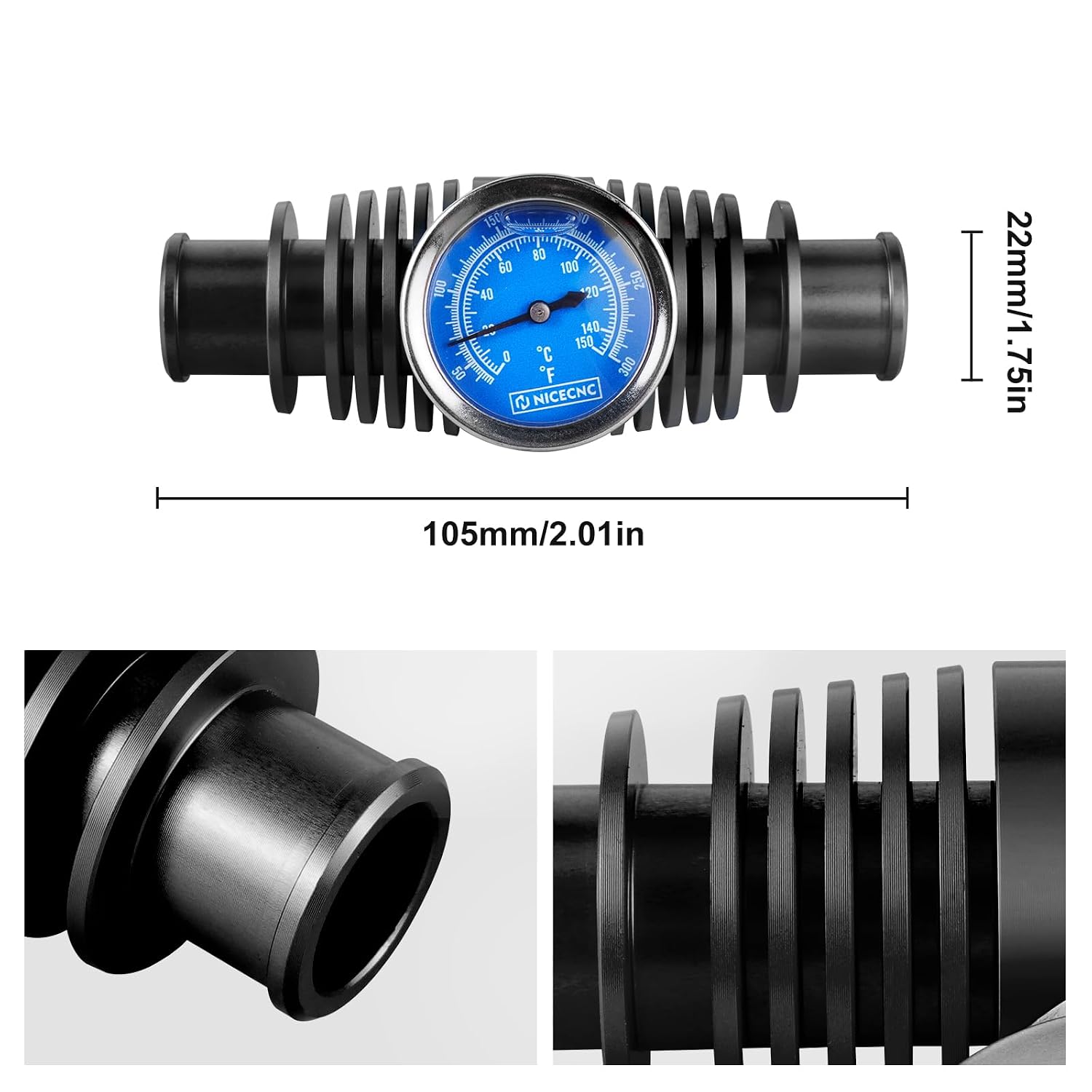 NICECNC Radiator Cooler Tool with Temperature Gauge Compatible with Yamaha Raptor700R 2009-2026, Banshee 350 YFZ350, Blaster 200 YFS200, Compatible with Honda TRX 450R 700XX 250R, See Fitments