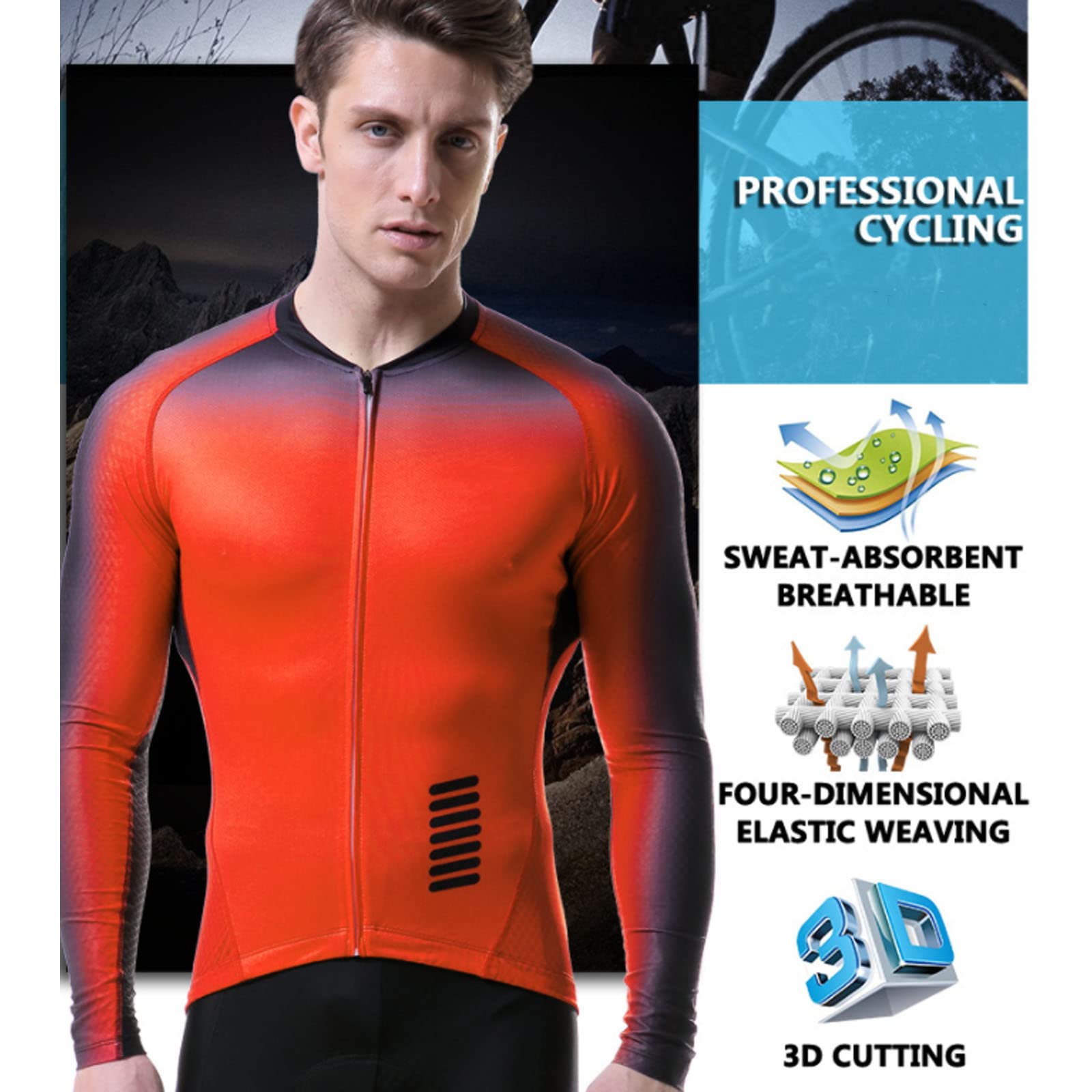 Maillot De Cyclisme Respirant Manches Longues - Sous-couche Technique Légère - Pour VTT, Vélo Route - Coupe Ajustée