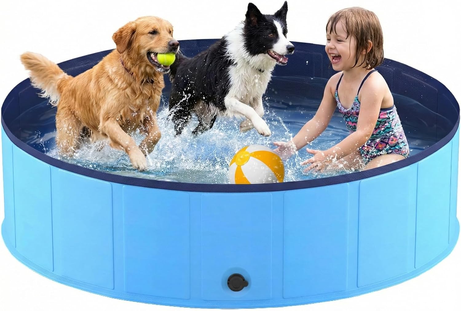 Foldable Dog Pool, Collapsible Dog Swimming Pool Hard Plastic Portable Pets Bath Tub for Dogs and Cats, Pet Wading Pool for Indoor Outdoor Backyard
