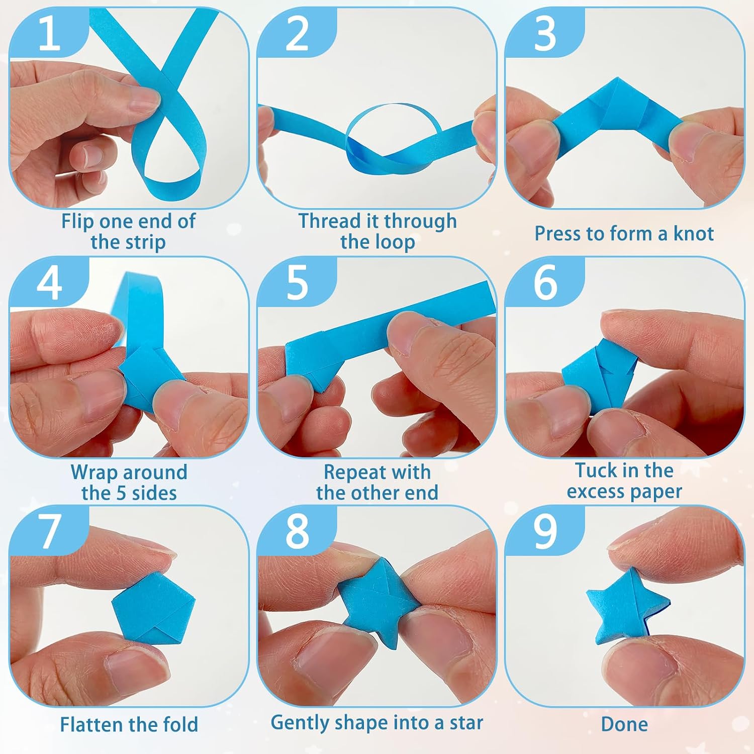 Star Paper Strips for Crafts, 1030 Pieces 27-Color Origami Star Paper Strips, Ideal for Students Hobbyists Family Fun
