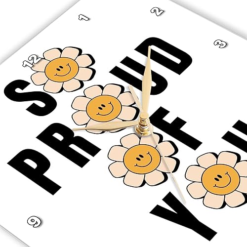 Miniatura 3 de 3dRose Wall Clock Silent - 15 inch - Retro Daisy I Am So Proud of You Mom Birthday and Mothers Day Greeting Gift Rosette - Mom Birthday