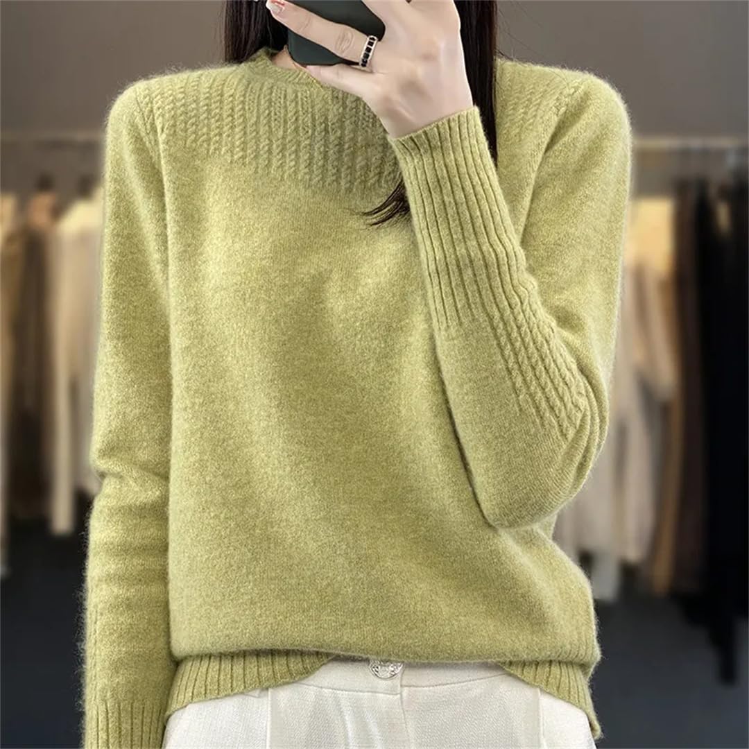 Maglione Autunno E Inverno da Donna in Lana con Collo A O in Tinta Unita Maglione Lavorato A Maglia Caldo Allentato