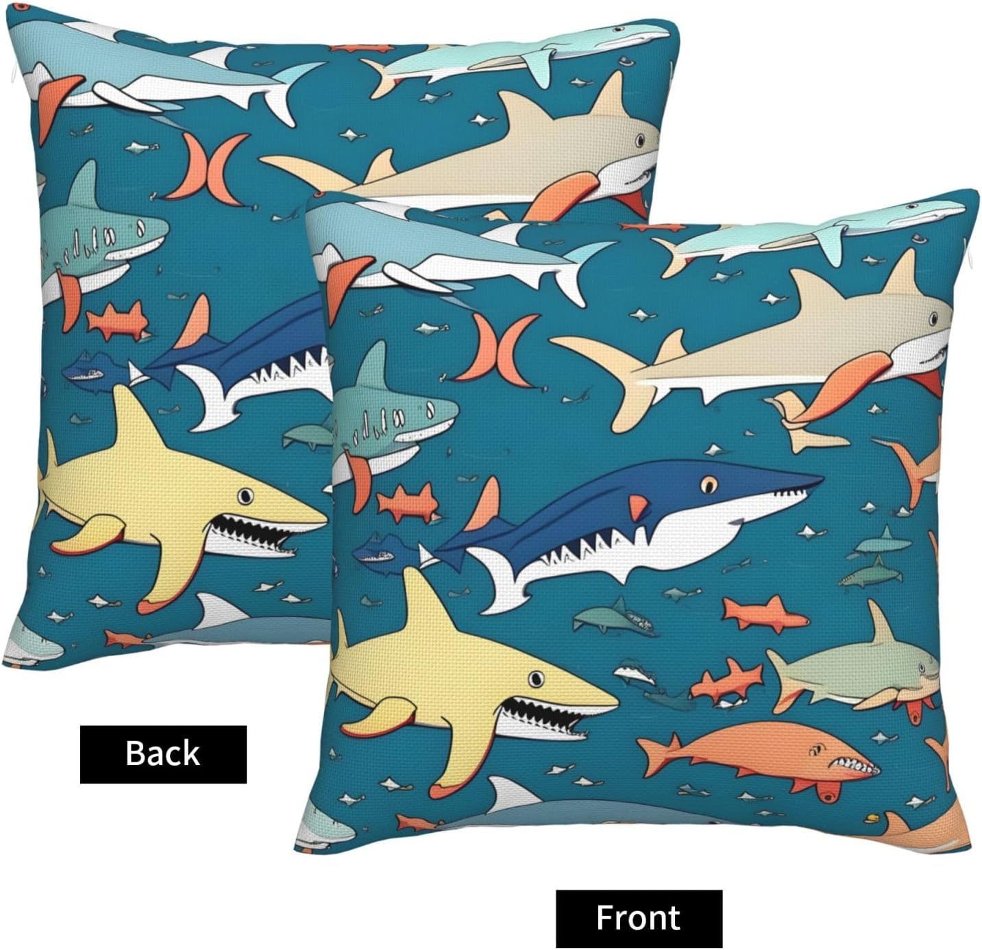 Shark Sailing Imitation Linen Pillowcase -2 Sets, Fashionable Home Decoration, Used for Sofas, Gardens, beds