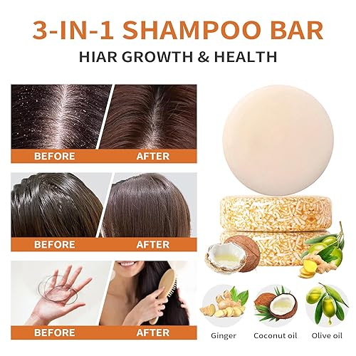 Miniatura 3 de MXNSLWA Juego de 3 barras de champú y acondicionador, juego de champú y acondicionador de tamaño de viaje para el crecimiento del cabello, anti