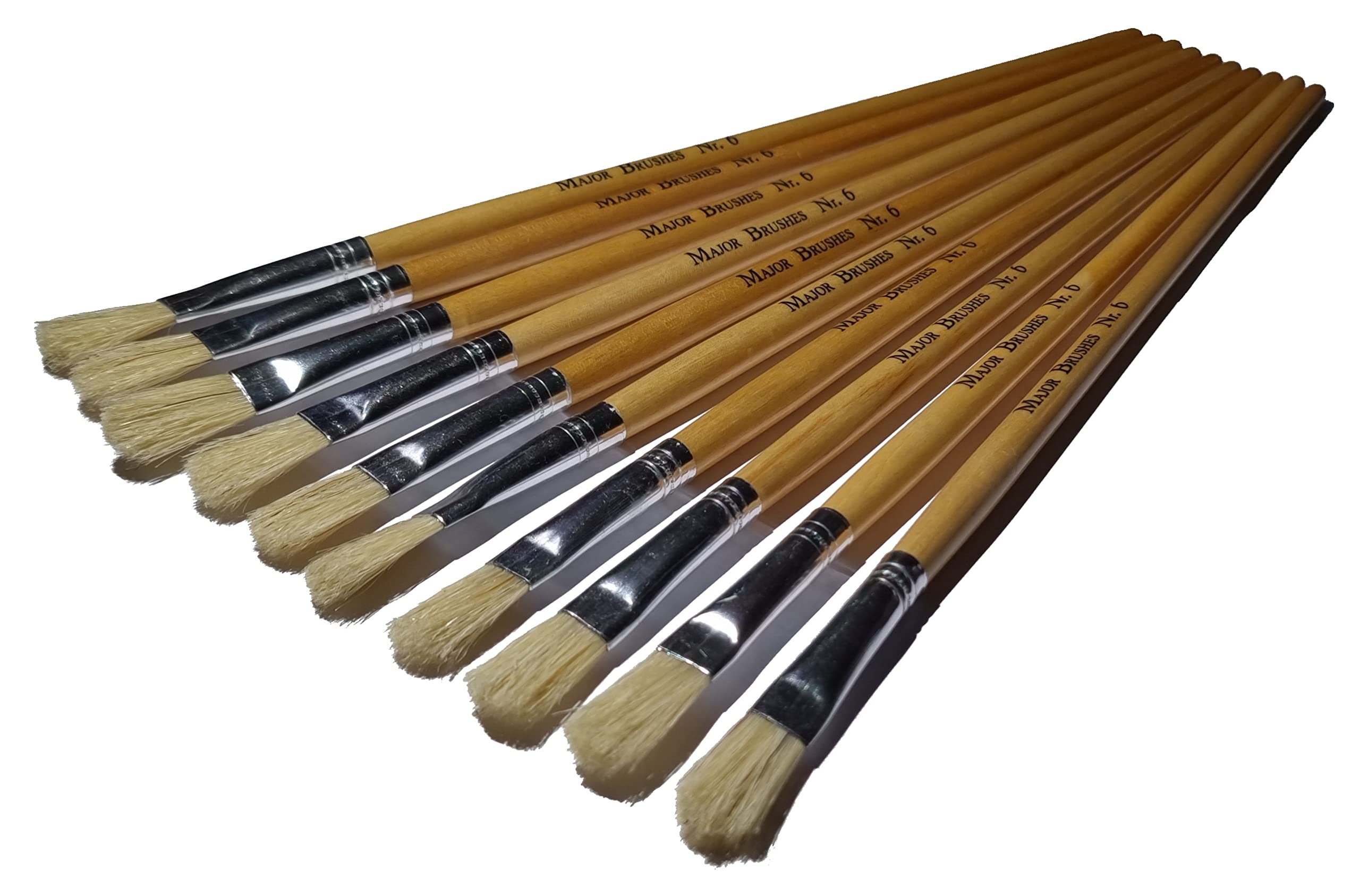 Major Brushes Hog Bristle Filbert Brushes Size 6 - Pack Of 10