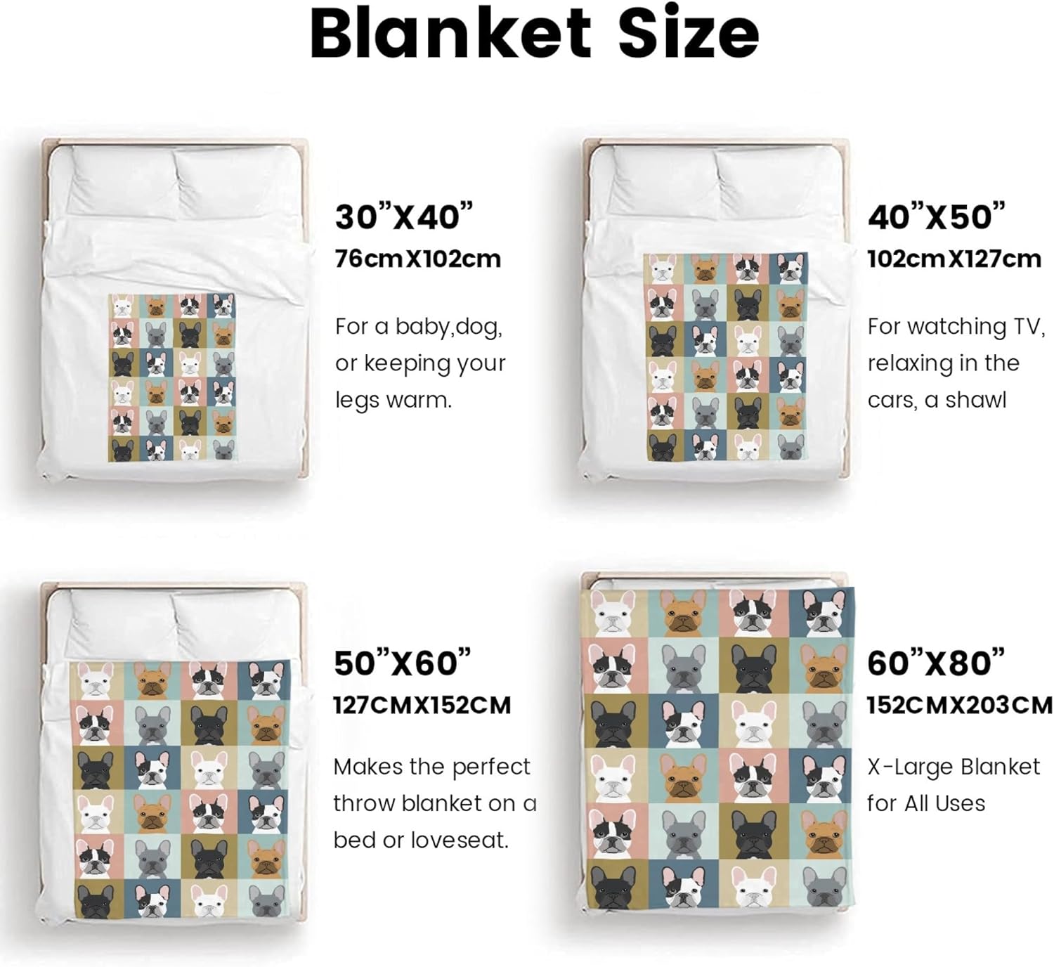 French Bulldog Blanket Gifts Super Soft Bulldog Dog Throw Blanket, Warm Cozy Fluffy Lightweight Blankets and Throws for Couch Sofa Bed 50"X40" - Image 5