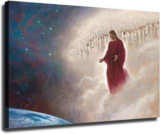 The Second Coming Jesus Christ Poster Wall Art Canvas Painting Picture Print Living Room Bedroom Decor (Framed,12×18inch)