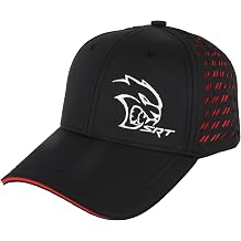 Dodge SRT Hellcat Embroidered Logo Performance Style Hat Mid Profile Laser Cut Diamond 6 Panel Structured Cap with Diamond Logo Drop Tag and Closure - Black/Red
