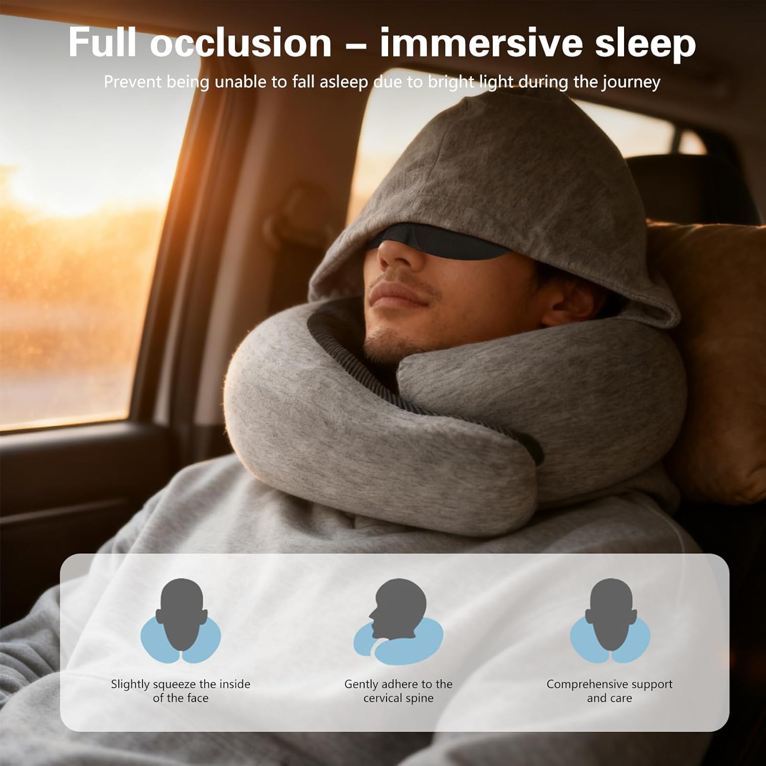 Adjustable Flight Pillow, Airplane Pillow for Traveling, Neck Travel Pillow, Memory Foam Airplane Pillow for Side, Breathable & Hypoallergenic for Long Flights, Cars, Trains & Office - Image 4
