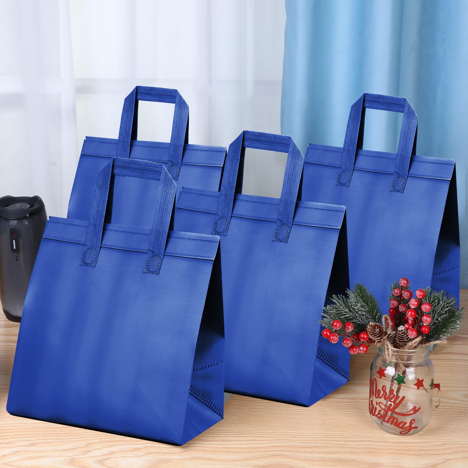 Hushee 200 bolsas aisladas para llevar con aislamiento térmico a granel, bolsas desechables de 10.24 x 11.02 x 6.69 pulgadas, para almuerzos de comestibles, alimentos congelados y calientes (azul)