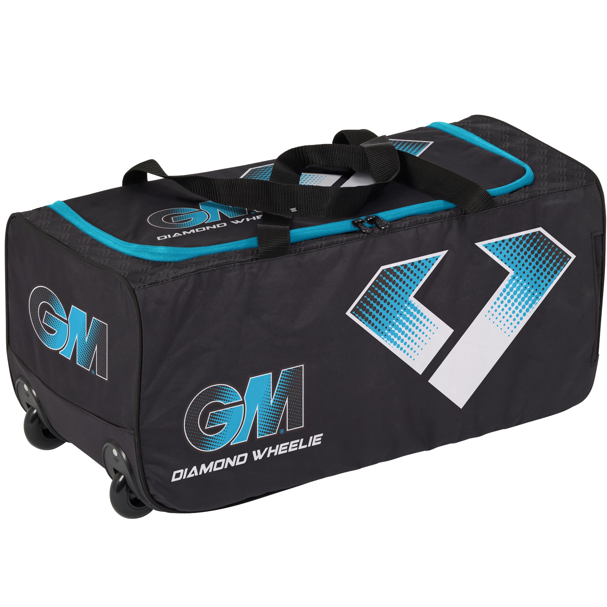 Gunn & Moore GM | Cricket Bag Holdall | Diamond Wheelie | BS55 Range Ben Stokes | Easy Access Double Zip | Volume - 67 litres | Tough 600 Denier Polyester | Black & Blue