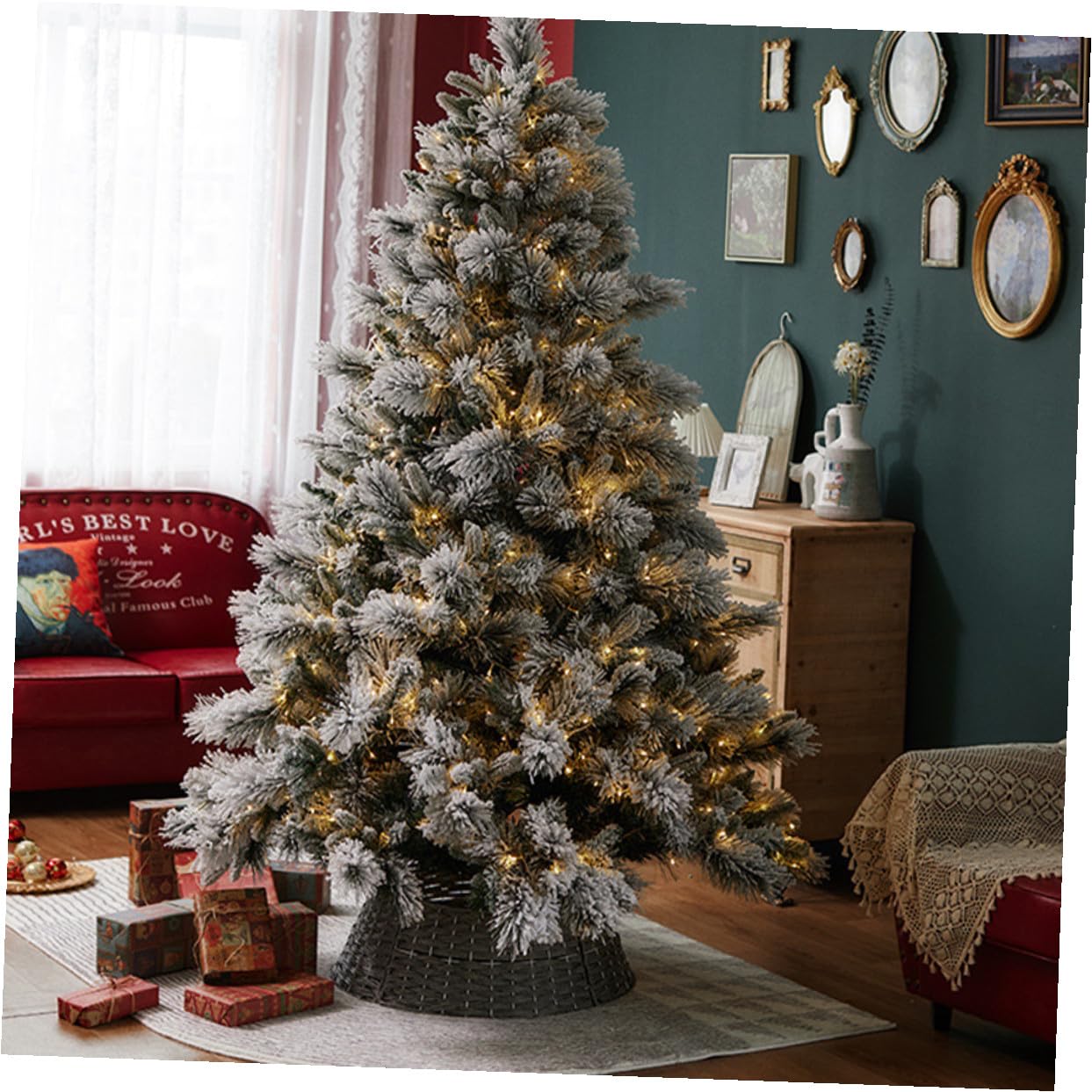 Generico Gonna per Albero in Materiale Plastico, Collare Decorativo per Base Albero, Copri Piede Resistente per Decorazioni Natalizie Interne ed Esterne, Adatto a Diverse Dimensioni