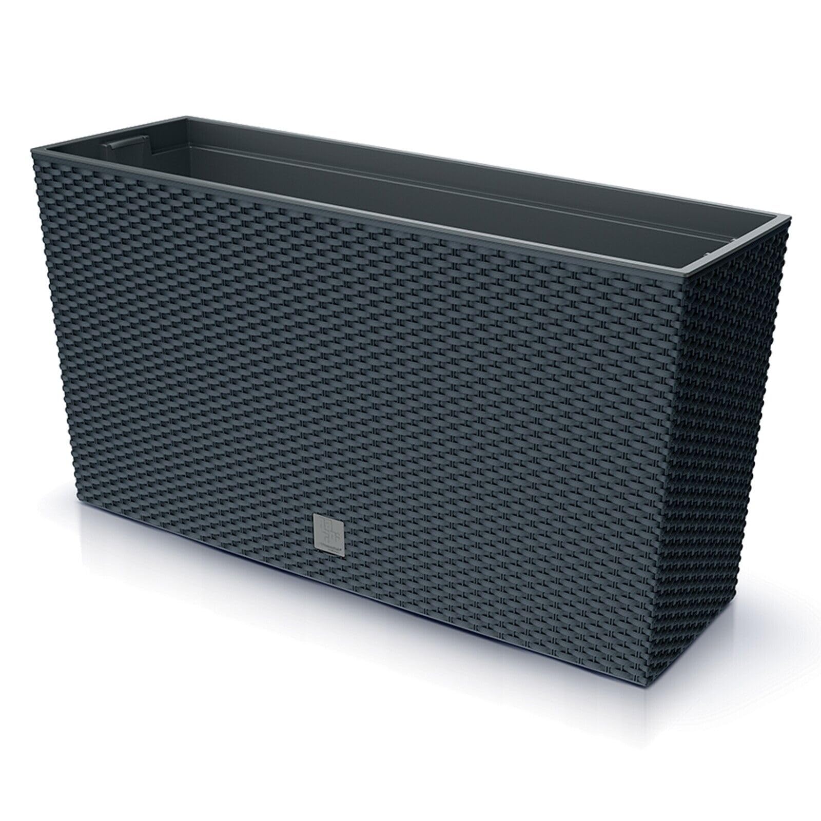 Urbn-Living Urbnliving 77Cm Width 72L Anthracite Tall Rectangle Rato Case Medium Rattan Flower Pot Planter from B&Q