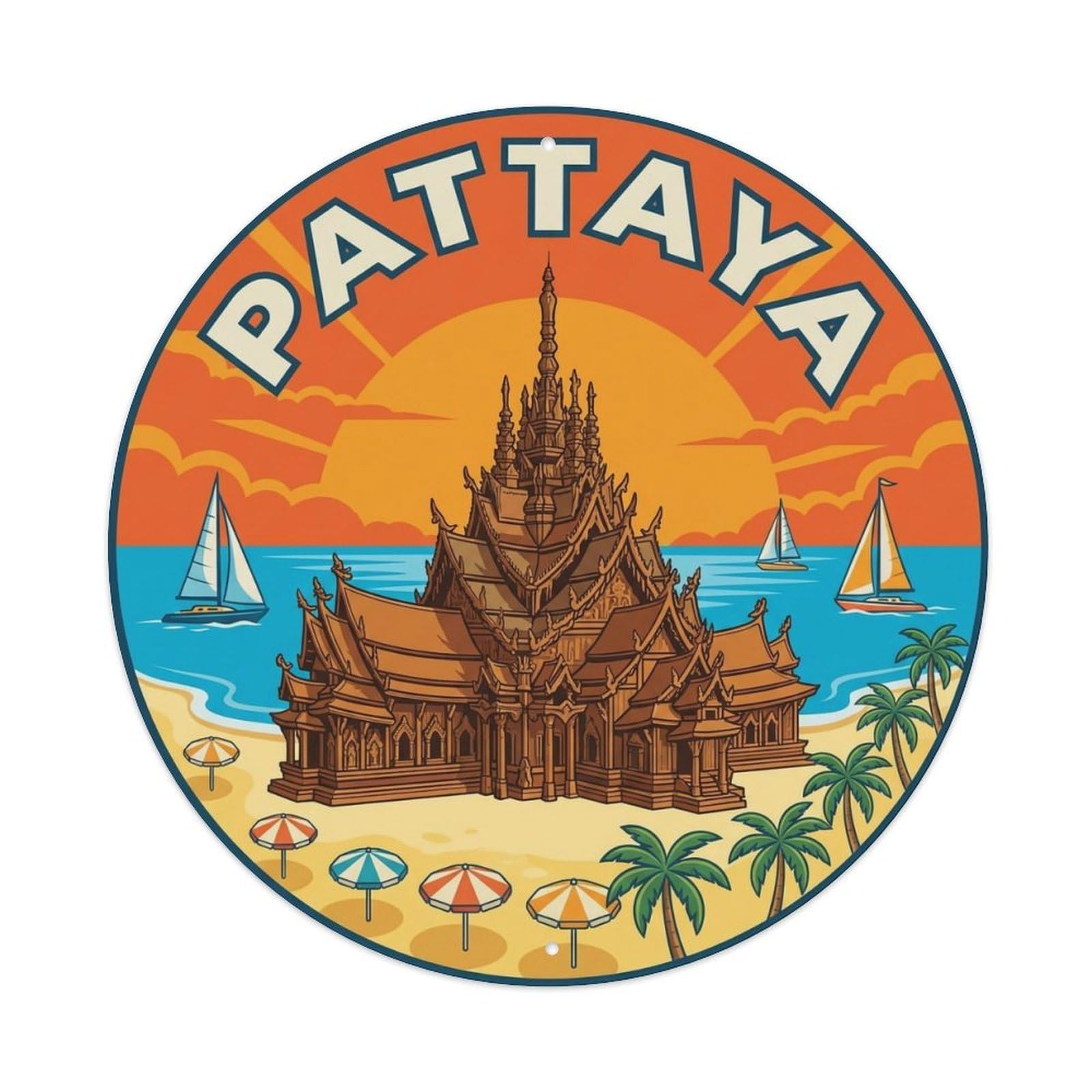 Thailand Retro Travel Pattaya 1 Metal Tin Sign