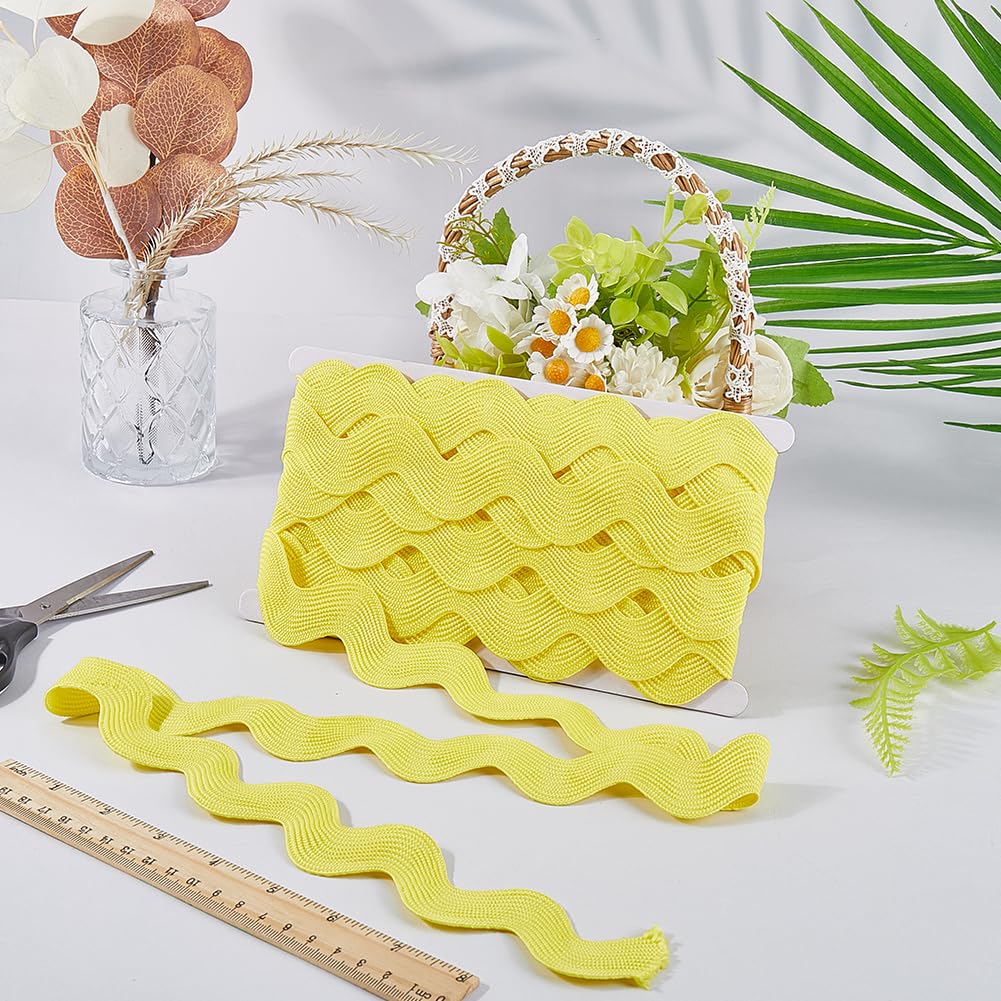 GORGECRAFT 10 Yard 40mm Jumbo RIC Rac Lace Trim Rick Rack Ribbon Wave Bending Fringe Trimming Sewing Rickrack Zig Zag Braided Woven Fabric for Sewing Crafts Christmas Wedding Party (Yellow) - Image 4