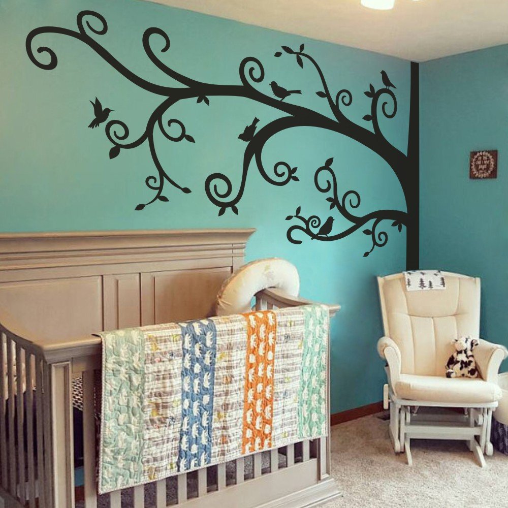 MairGwall Tree Wall Decal - Large Removable Vinyl Mural (96"H X 120"W, Dark Brown), Nursery Living Room Decor