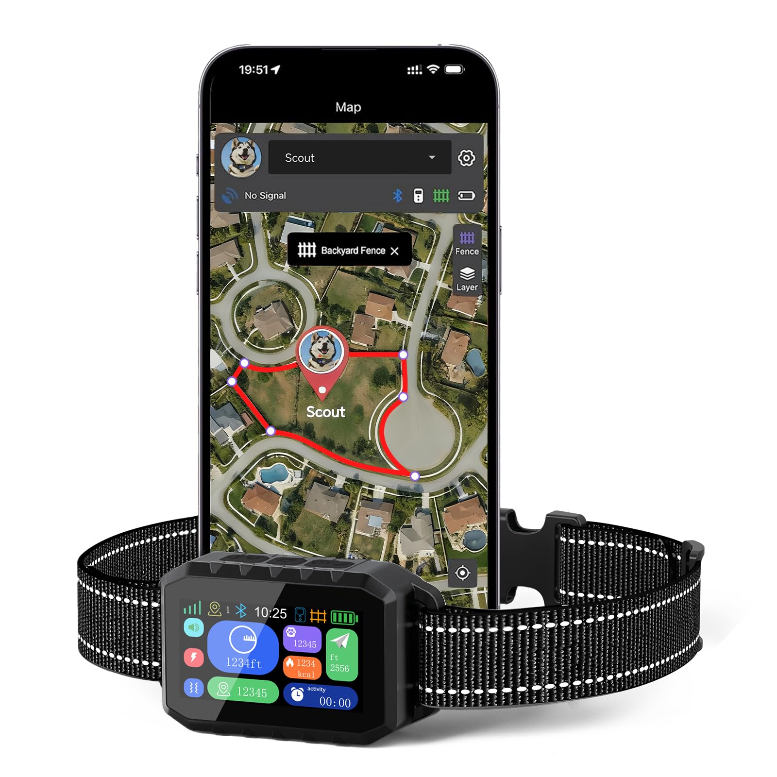 GPS Wireless Dog Fence – with Dog Collar & Free App, Custom GPS Fence, Beep/Vibration/Static Modes, IP67 Waterproof, Long Battery Life, for Dogs 10–120 lbs