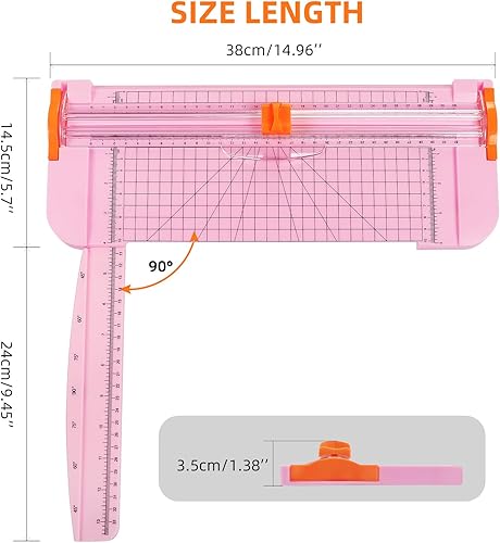 Miniatura 2 de Cortador de papel, cortador de papel portátil, herramienta para álbumes de recortes con regla lateral de protección automática de seguridad para