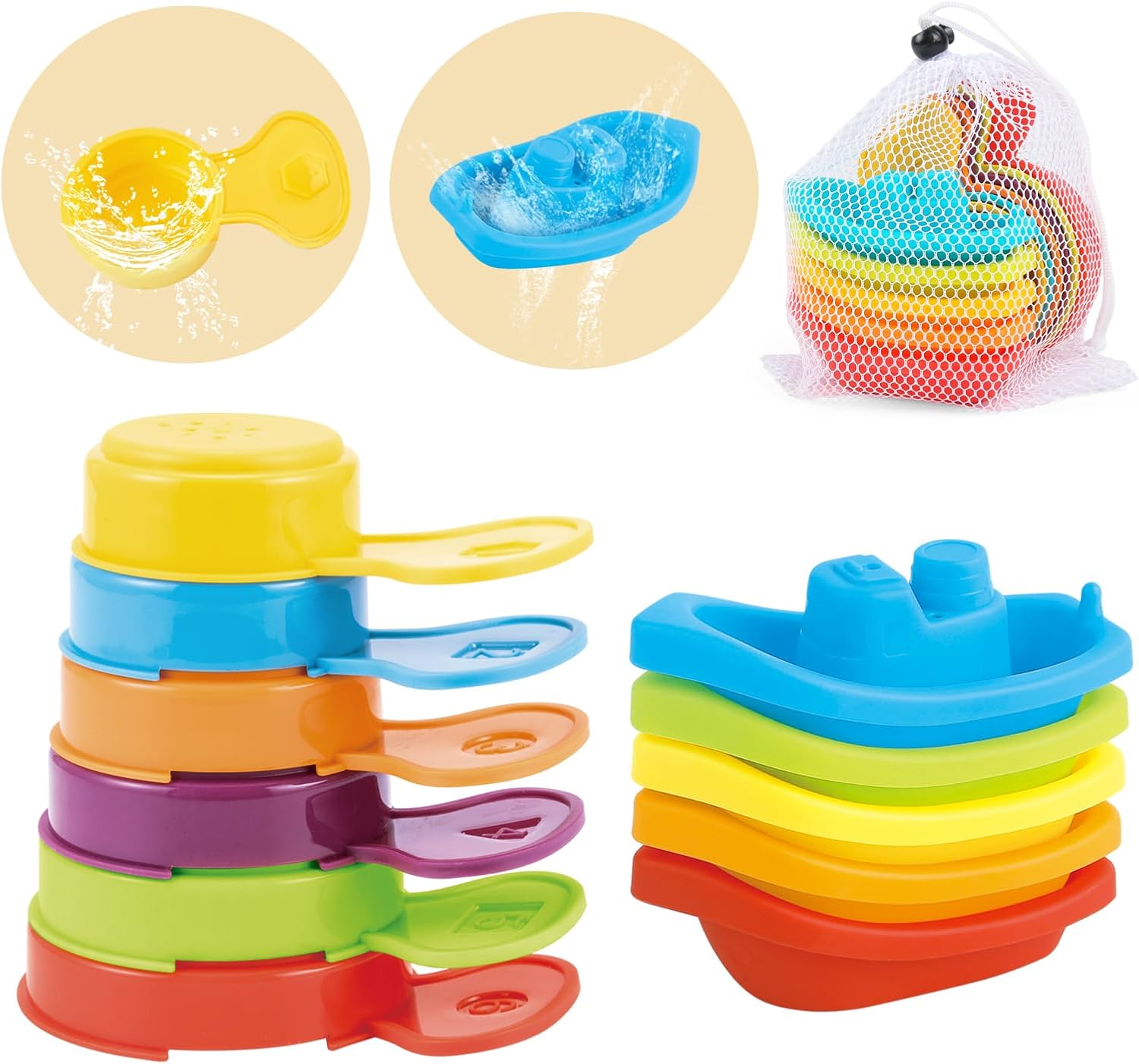 Amazon.com: Mold Free Bath Toys for Toddlers 1-3, 11PCS Rainbow ...