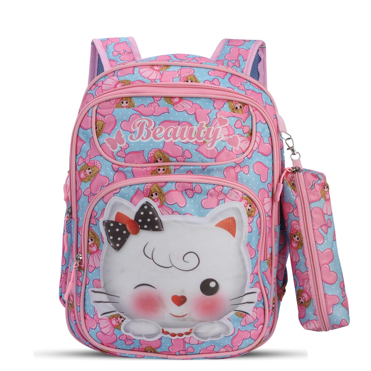 Tinytot 26 Liter Medium Size, Stylish & Trendy Barbie Printed With Pencil Pouch Water Resistant High Storage School Bag College Travel Backpack Bag For Girls & Women, 2nd Standard Onwards 18 Inch