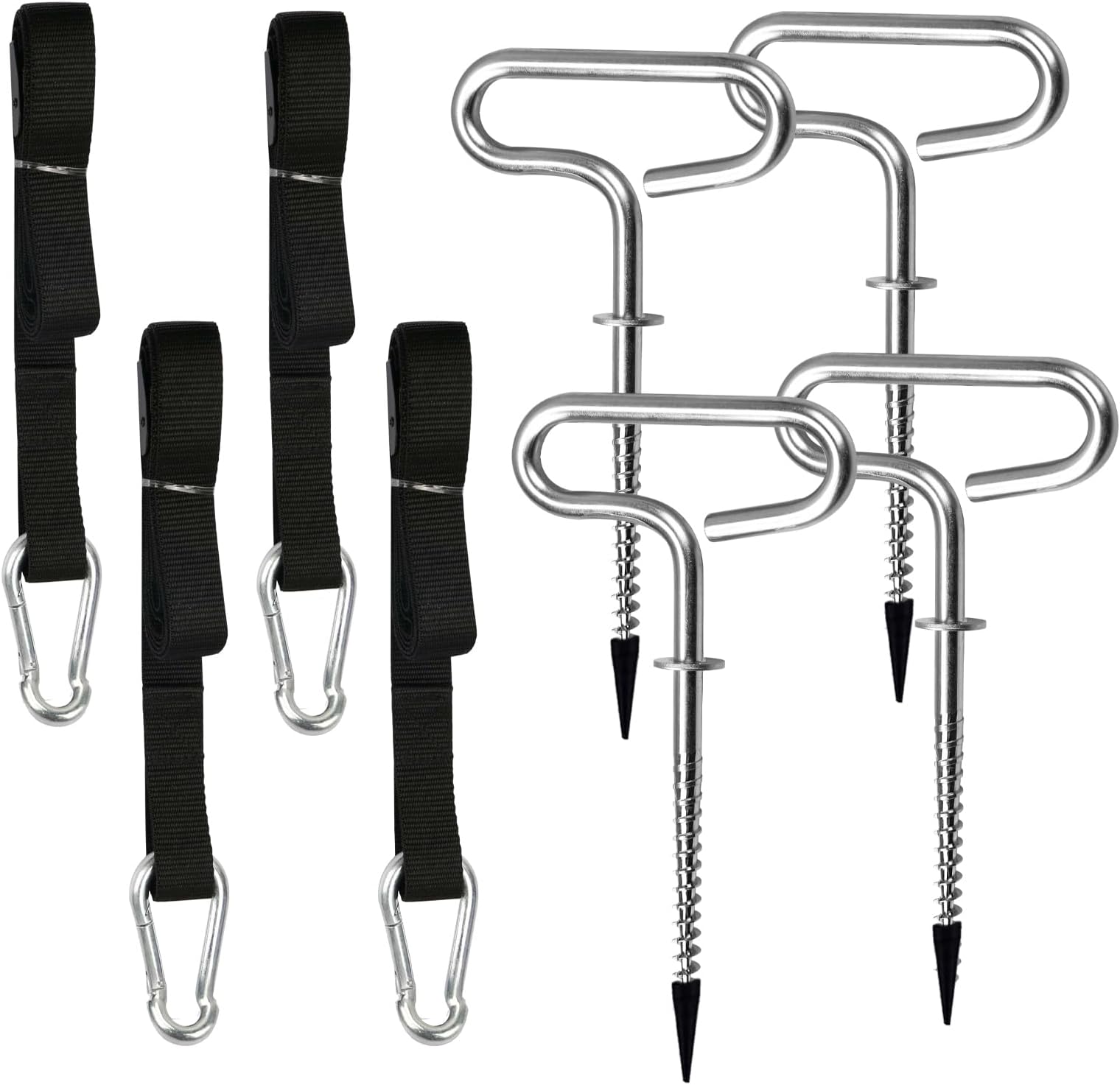 Deluxe Shelter Tie Down Kit 24260 Compatible with Eskimo QuickFish Series and Clam Series Ice Fishing Tent, Ice Anchors Tool Accessories Kit 4 Ice Anchors and 4 Ropes with Integrated Tighteners.
