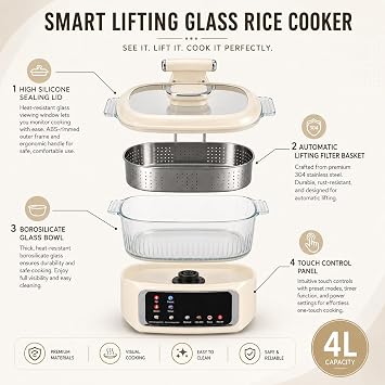 Low Sugar Rice Cooker - Multifunctional Low Carb Rice Cooker(White 4L)