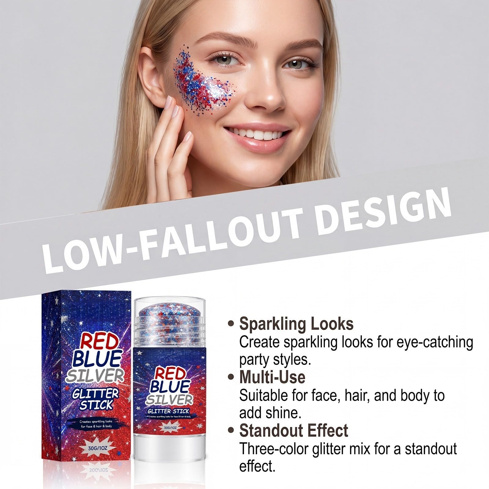Glitter per il viso, Gel glitterato, Trucco Festival Set Fluorescente Glitter Blu Rosso, Lunga durata, impermeabile, accessorio per festival di Halloween per donna e uomo