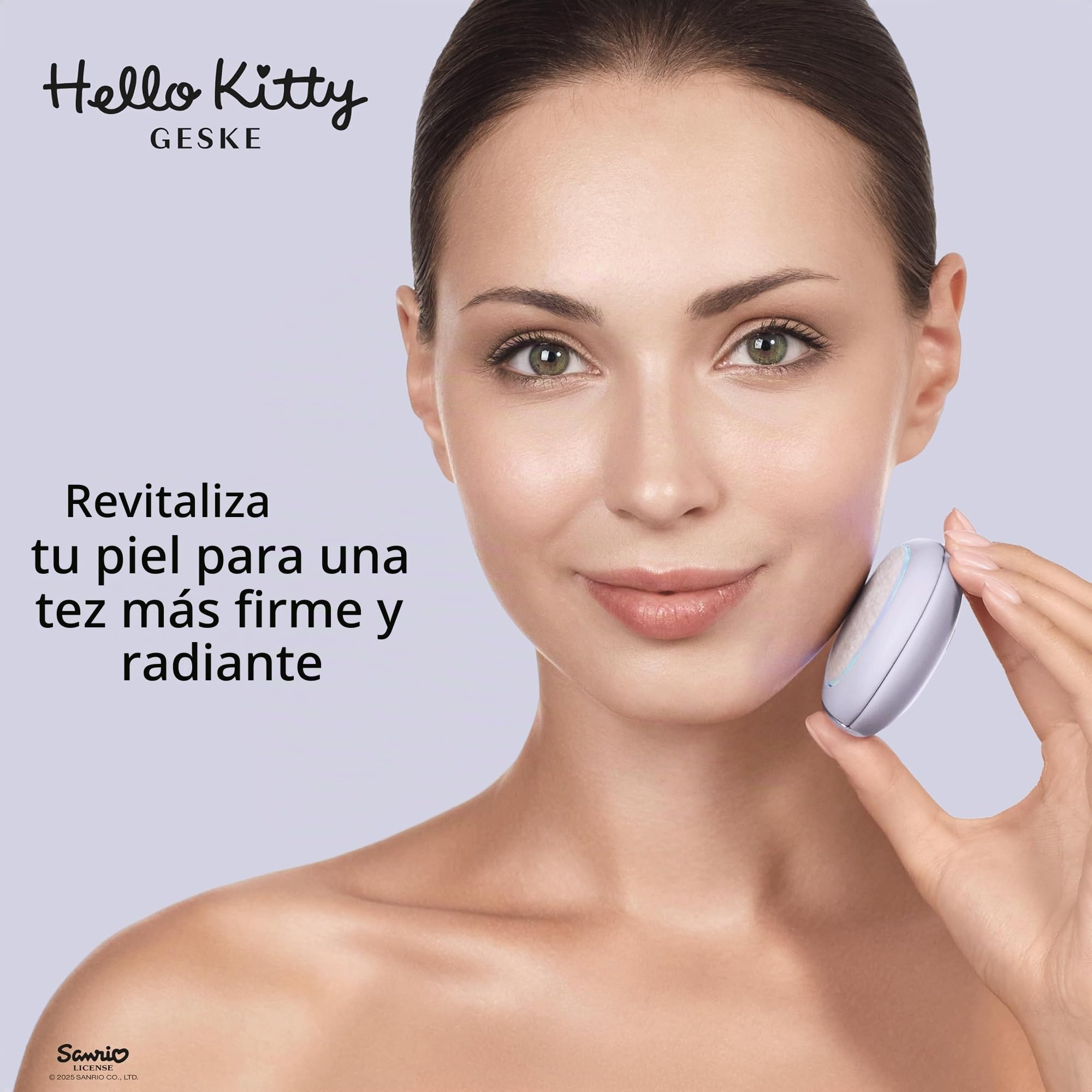 GESKE x Hello Kitty | SmartAppGuided™ Sonic Warm & Cool Mask | 8 en 1 | Máscara facial LED de belleza | Terapia luz roja | calor | Enfriamiento | Mayor absorción del cuidado facial | masajeador facial