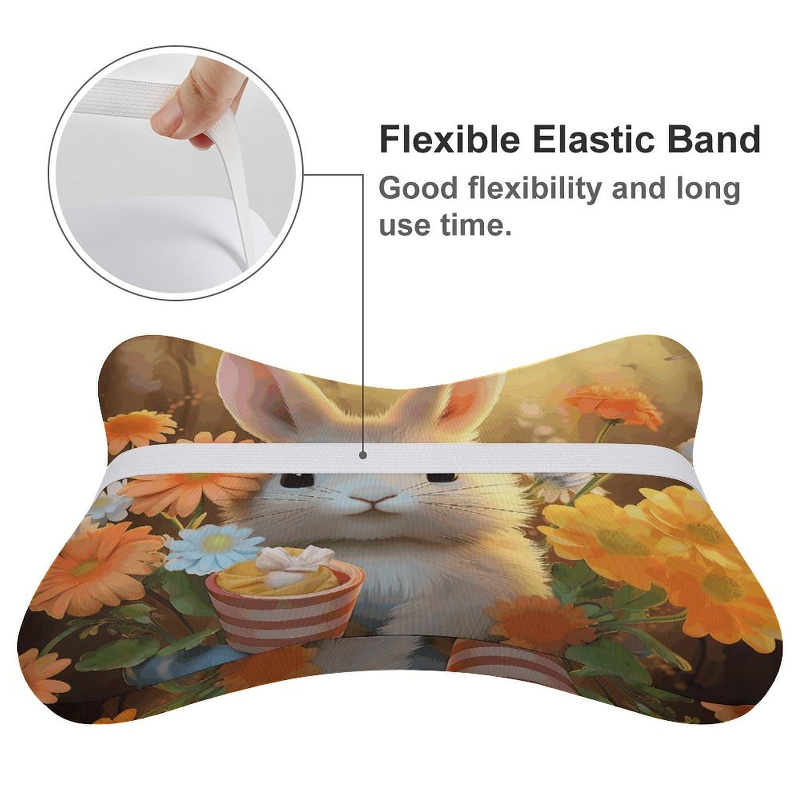 Lot de 2 coussins d'appui-tête de voiture en forme de lapin et oiseau avec housse amovible lavable pour voiture, bus, camion