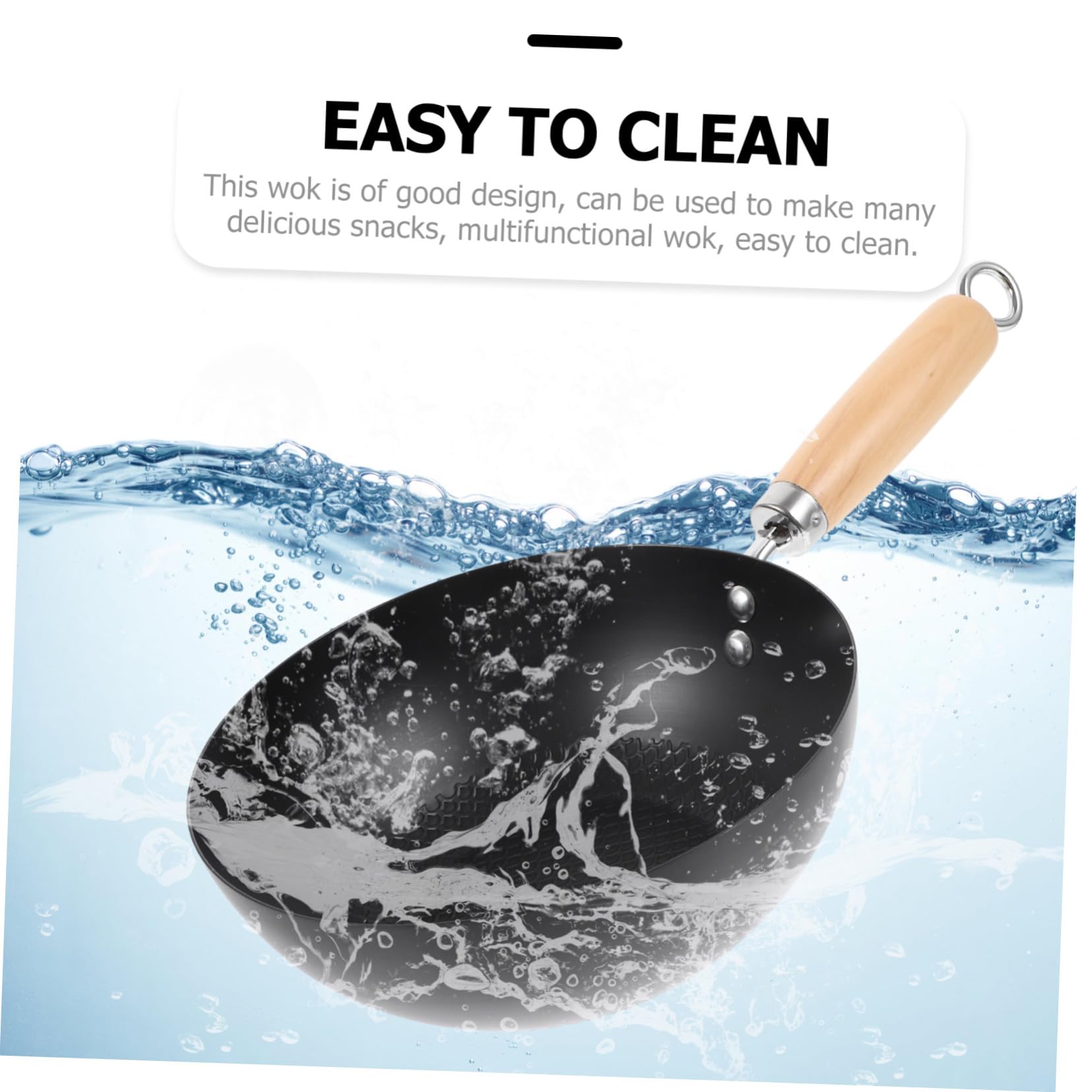 COLLBATH Petit Wok Japonerie de Cuisson, en Fer Forgé Noir, Antiadhésif
