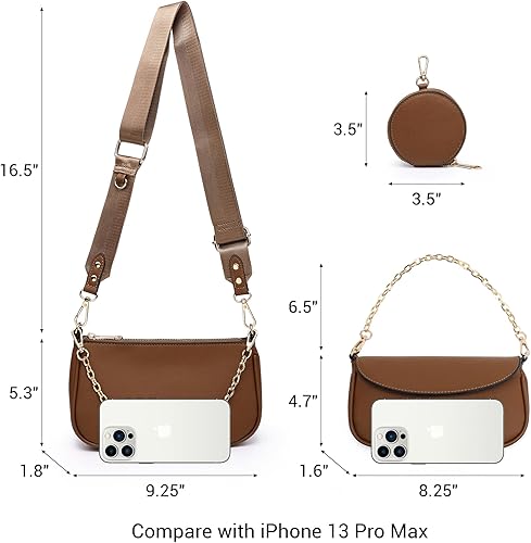 Miniatura 3 de MARCO M KELLY Bolsas cruzadas pequeñas para mujer con monedero, bolsa de cuero sintético, bolso de hombro de diseñador de 3 piezas