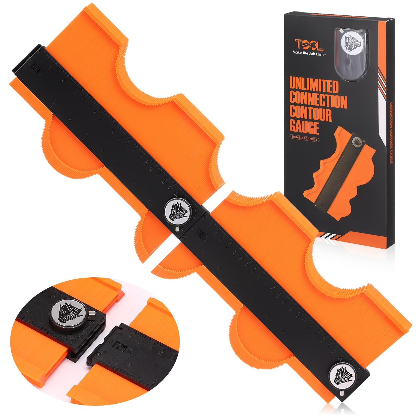 Tellegloww Connectable Contour Gauge 10+10 Inch Christmas Stocking Stuffers Gifts for Men Dad Husband Him Shape Tool Woodworking Tools Birthday