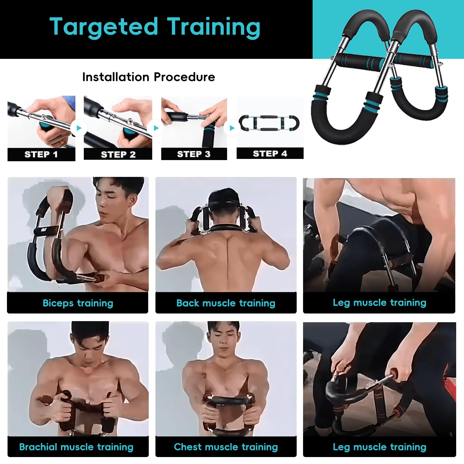 Twister Arm Trainer, regulowany ekspander klatki piersiowej, przenośny Power Twister Bar wzmacniacz siły mięśni, sprzęt fitness do domu dla mężczyzn, początkujących i profesjonalnych sportowców