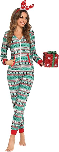 Orshoy Womens Chirstmas Onesie Family Matching All in One Pyjamas Holiday Jumpsuits Loungewear Sleepwear Gifts for Ladies Girls