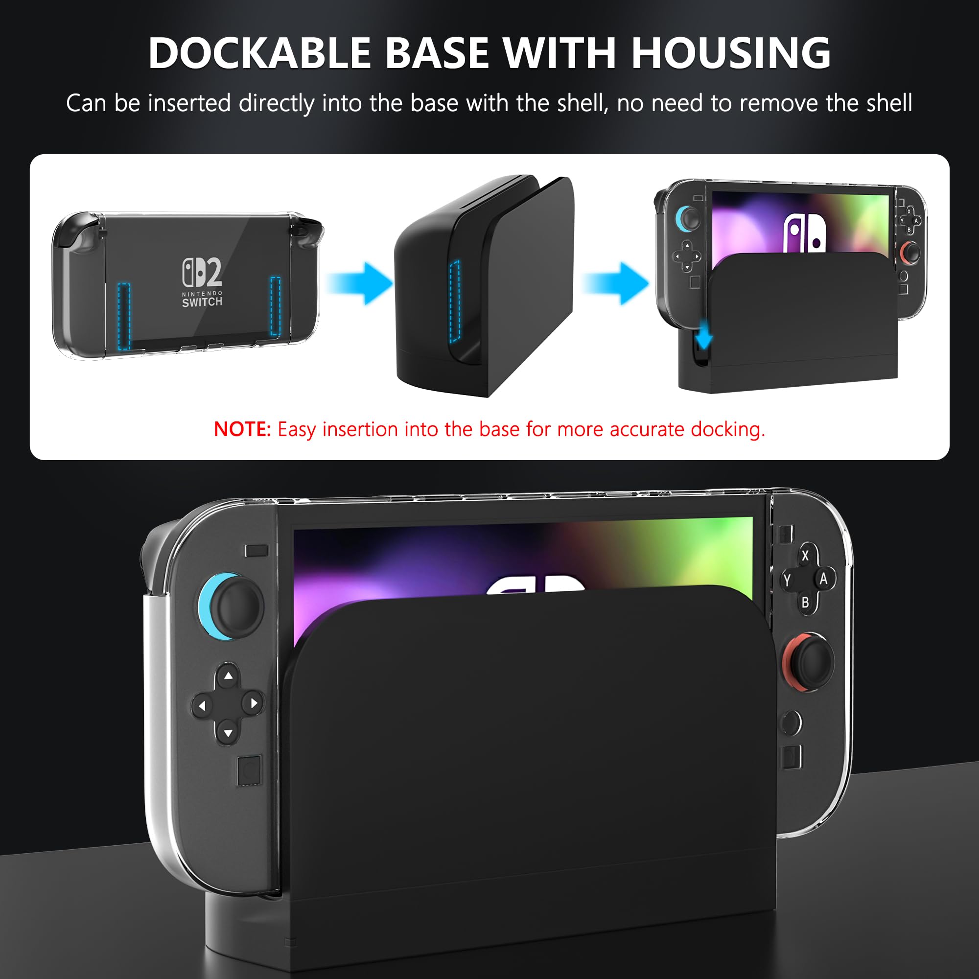 Photo 1 of [Improved Easy Dockable Version] Clear Case for Nintendo Switch 2, FANPL Protective Cover for Switch 2 and JoyCon Controller - Strong and Durable, Not Easy to Fall Off