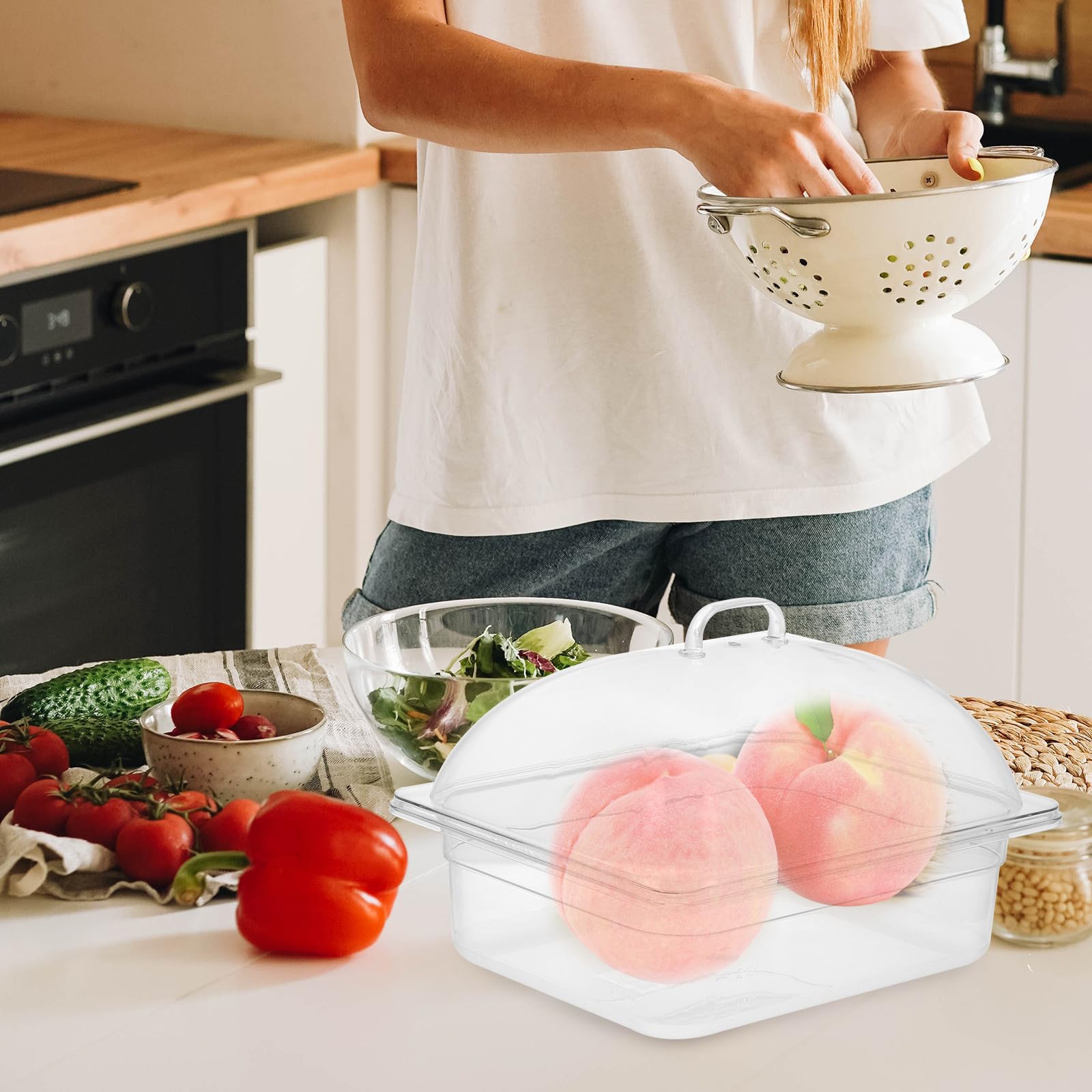Vassoio multifunzione da 5 l per conservare alimenti con coperchio, piatto per frutta e buffet, per uso domestico e alberghiero, mantiene il cibo fresco e nizzato, ideale per feste ed eventi