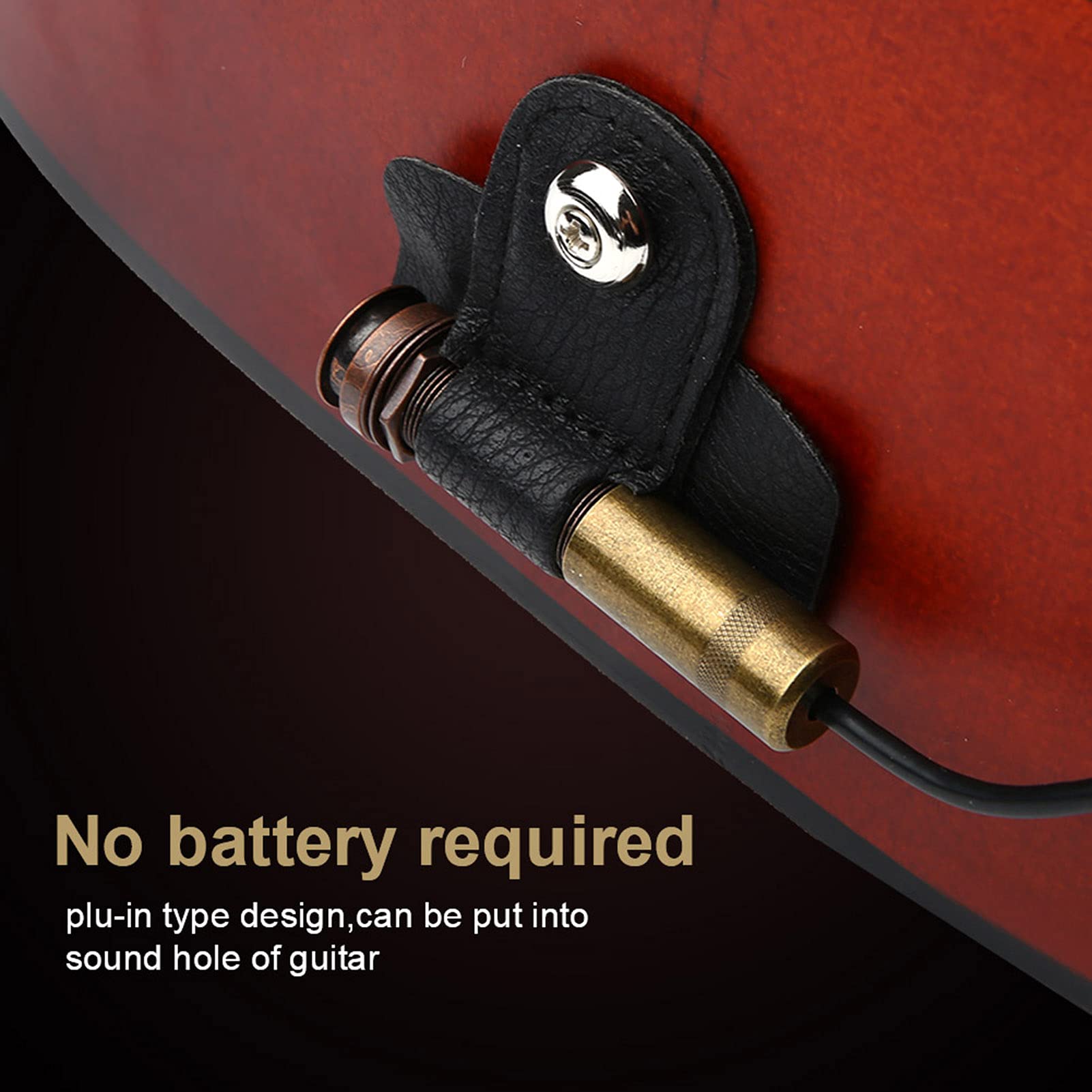 Micro de Guitare en Bois, Micro Externe Magnétique Passif Prise 6,35 mm pour Guitare Folk Acoustique