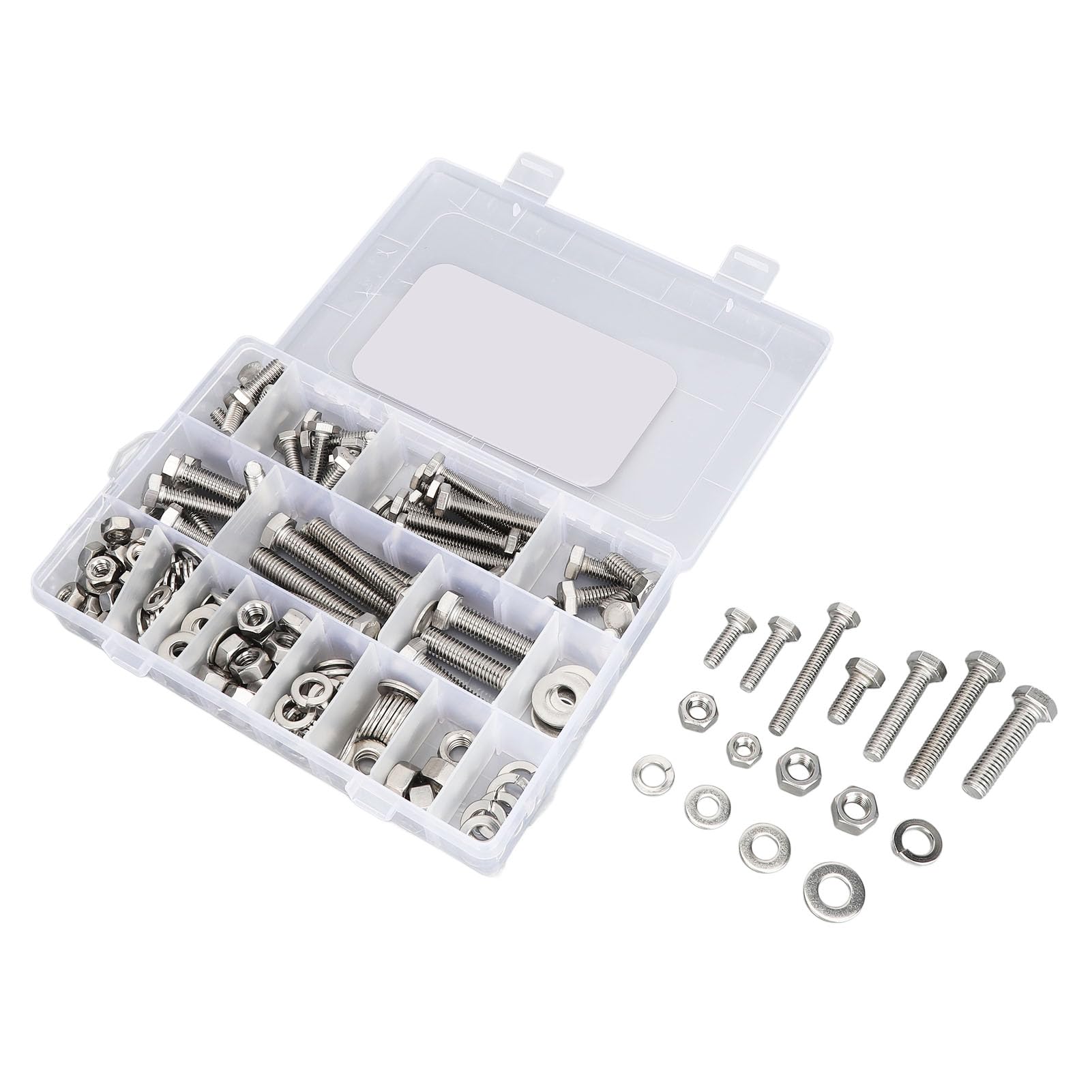 Schrauben- und Muttern-Sortiment-Set, 246-teilig, 304 Edelstahl, ordentlich organisiertes Hardware-Set für Haushaltsgeräte, Möbel, Türen, Garagen, Außenstrukturen