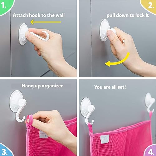 Miniatura 7 de 2x Mesh Organizador de juguetes para baño  6ganchos fuertesbolsas de red perfecta para juguetes para la tina Estas bolsas organizadoras multifunción