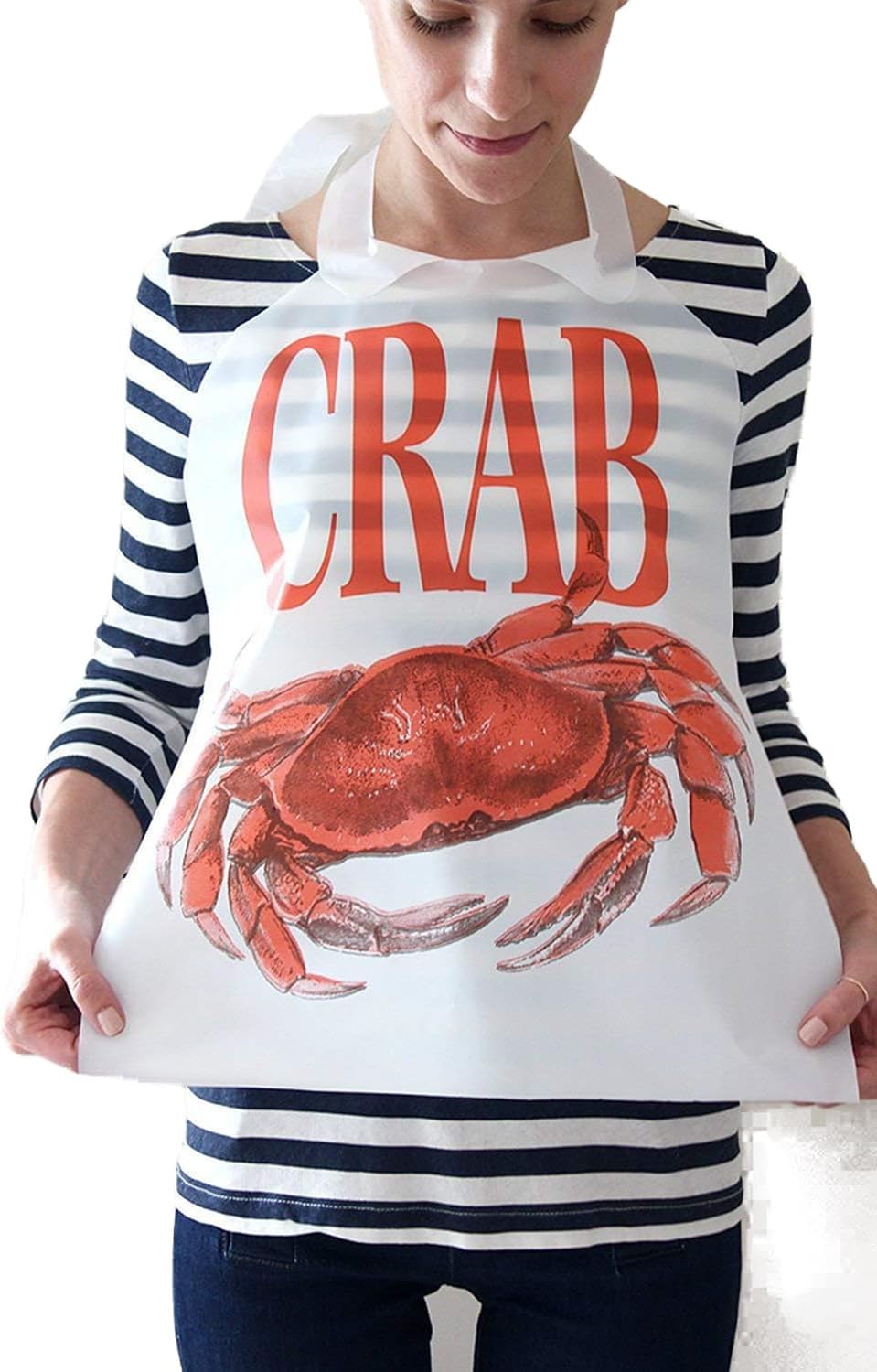 Sandhill Tools 100 Pack Disposable Adult Crab Bibs, Lightweight Soft Comfortable Bibs for Easy Cleanup, Plastic 16" x 20" Clothing Protector for Cooking and Dining