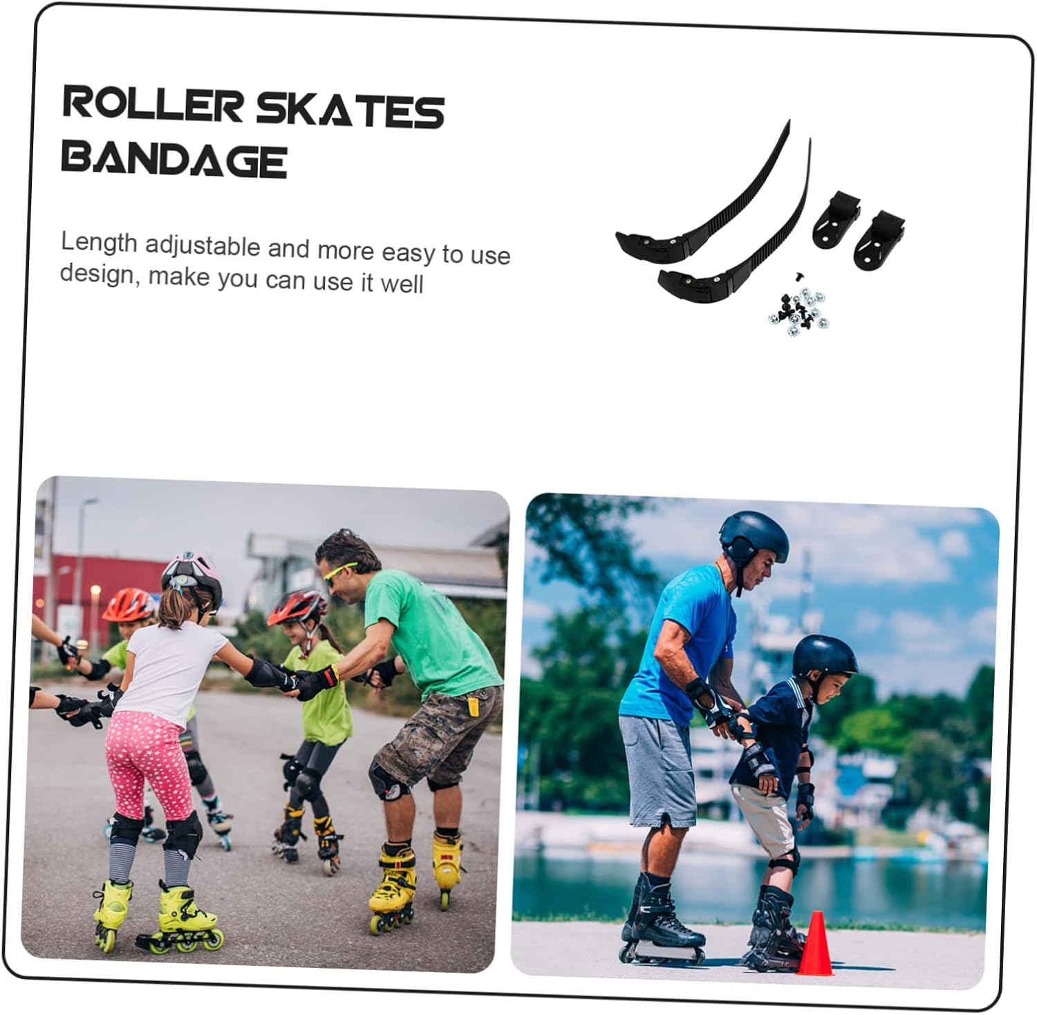 BESPORTBLE 6sets Inline Roller Skating Shoes Buckle Belts Strap for Skates Fix Design Screws Included Compatible Roller Skate Parts Black