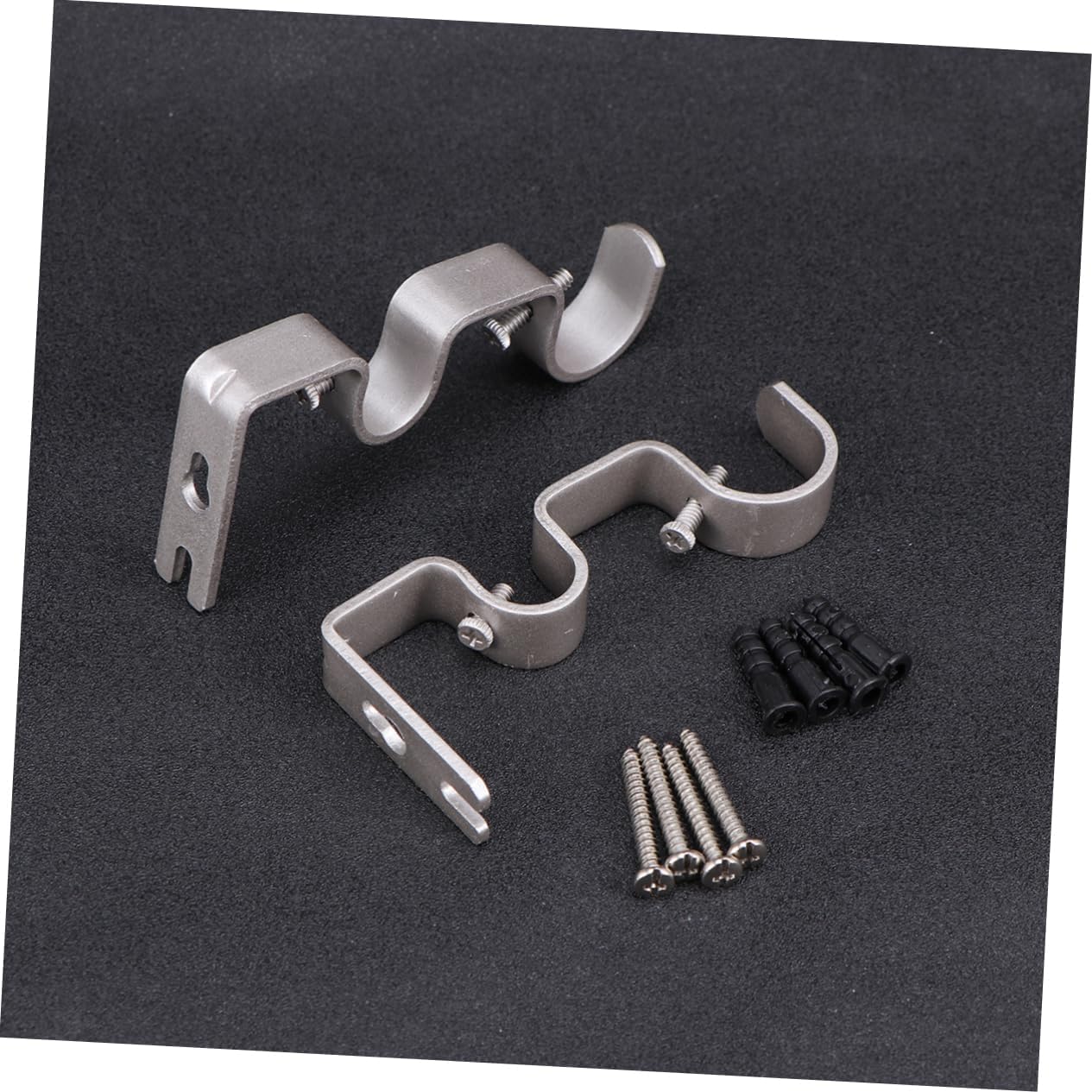 Ciieeo 2pcs Silver Curtain Rod Brackets Adjustable Curtain Holders for Double Rod Setup Drapery Pole Mounting Hardware for Home and Office Decor