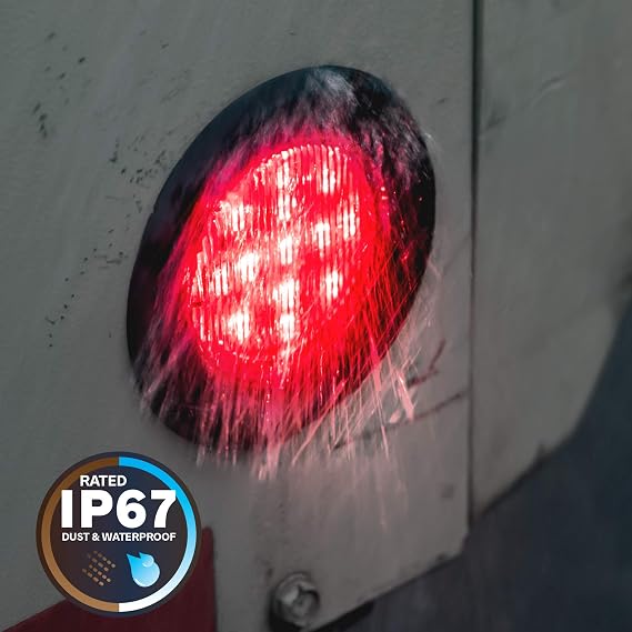 TRUE MODS 2pc 2.5 12V Red Round LED Clearance Side Marker Lights [DOT FMVSS 108] [SAE P2] [Reflector Lens] [Grommet & Plugs] [Flush-Mount] [Waterproof IP67] for Boat Trailer Semi Truck RV Peterbilt